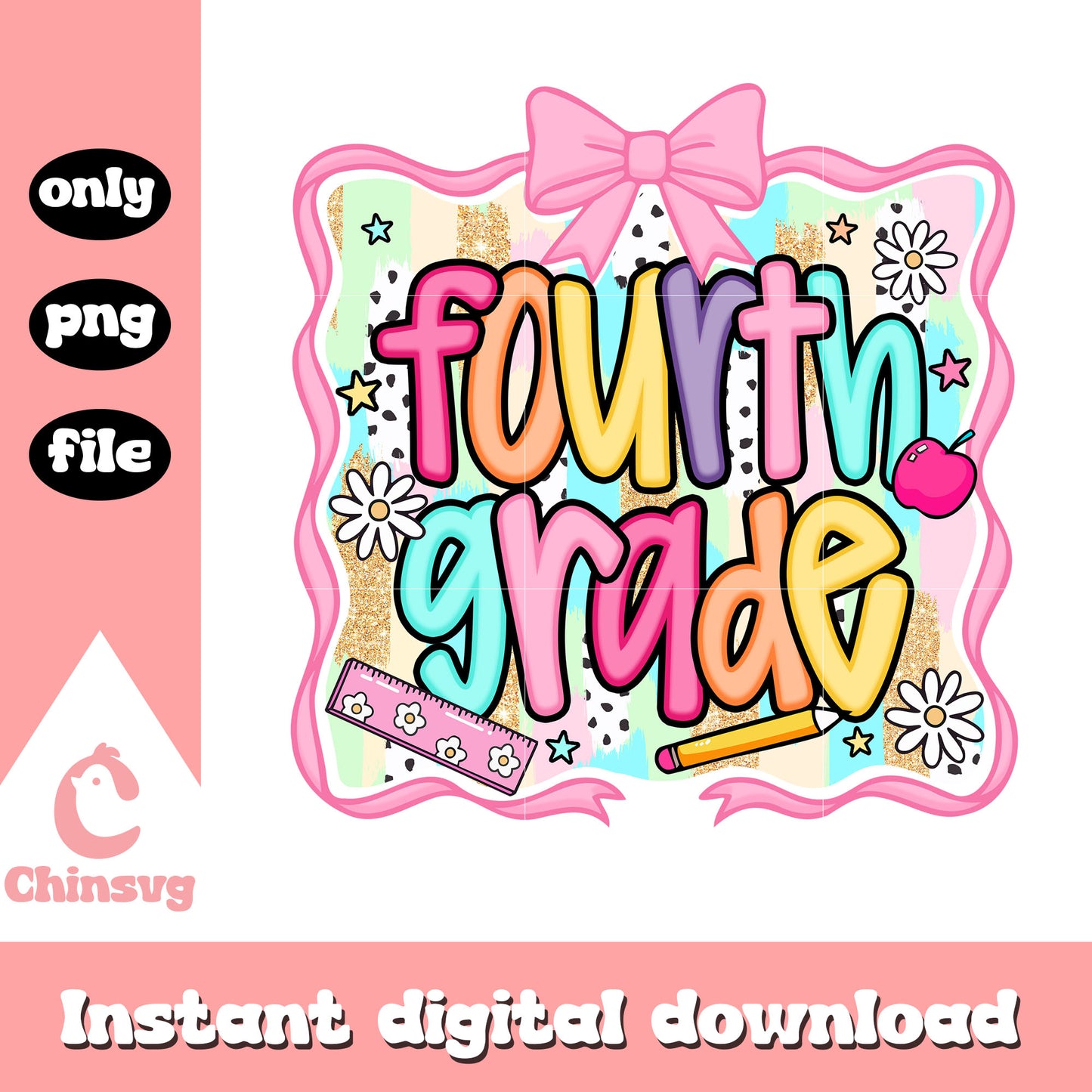 Fourth grade font design png, welcome back to school png