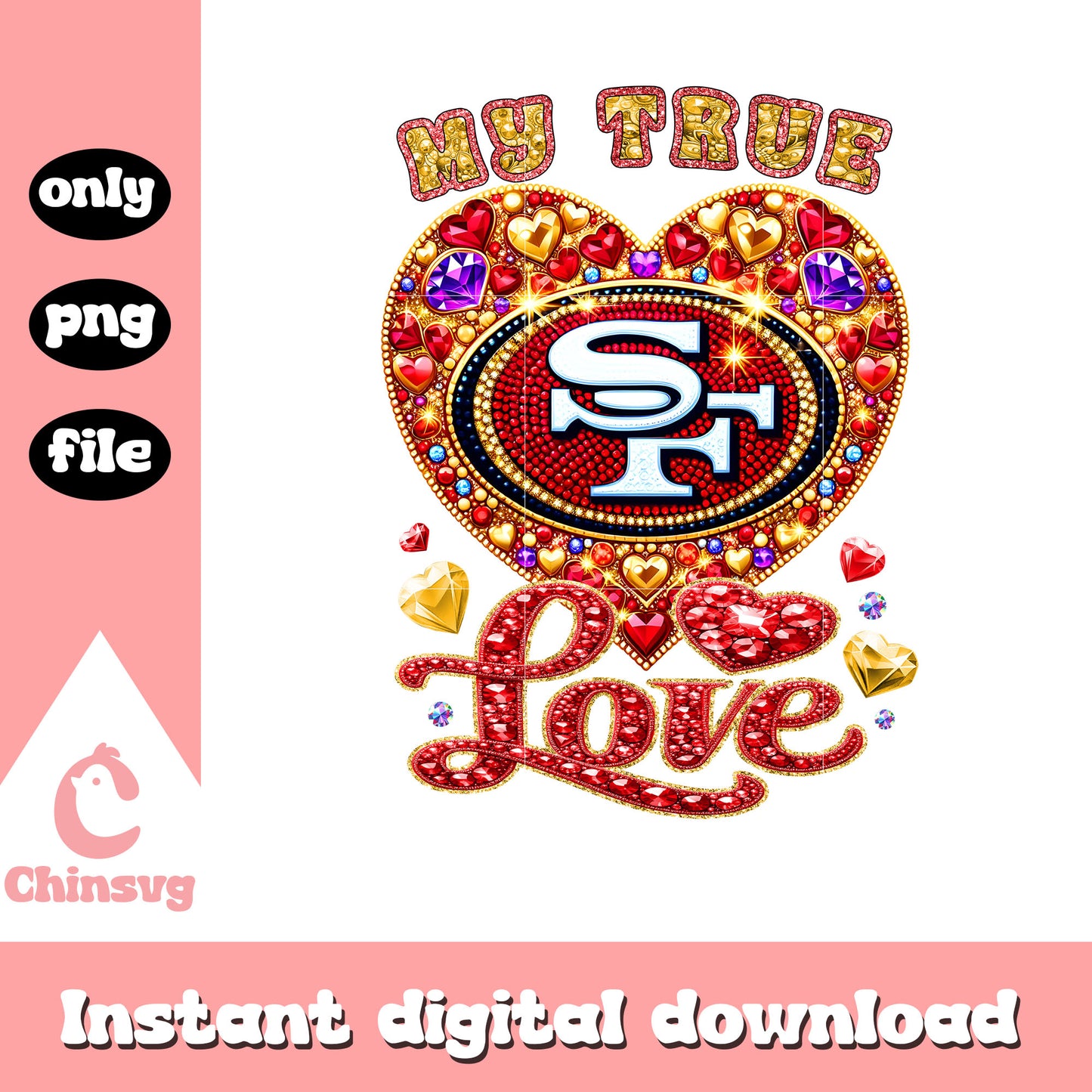 Francisco 49ers red heart png, san francisco 49ers football png