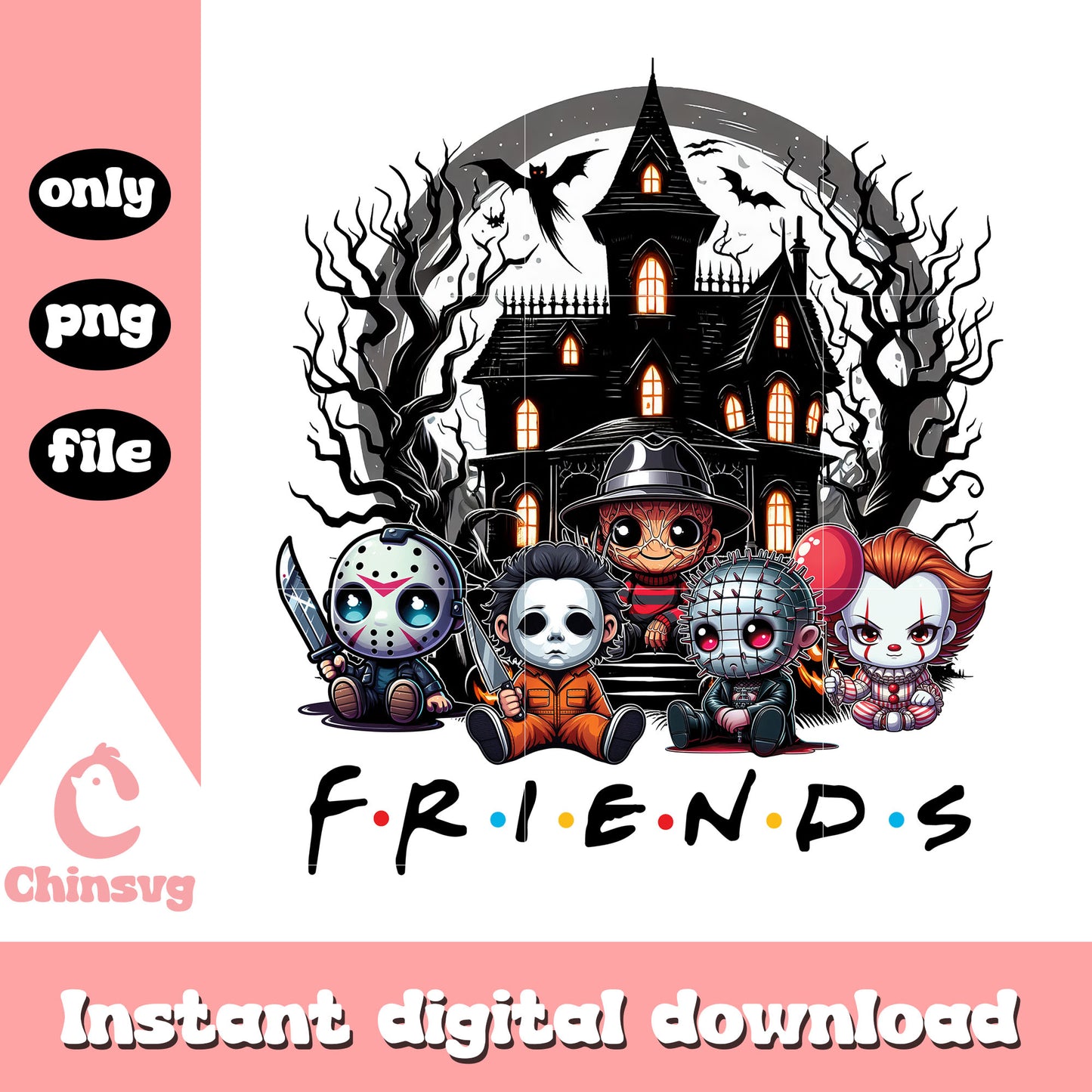 Friends horror halloween characters png, halloween kills png