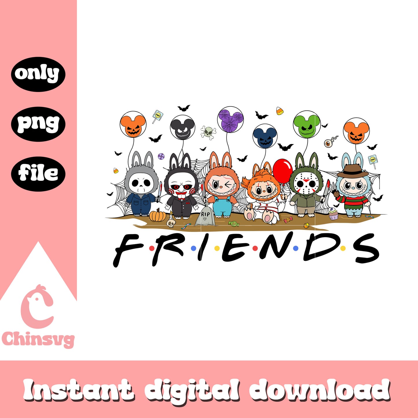 Friends labubu mickey balloon design png, labubu outfits png