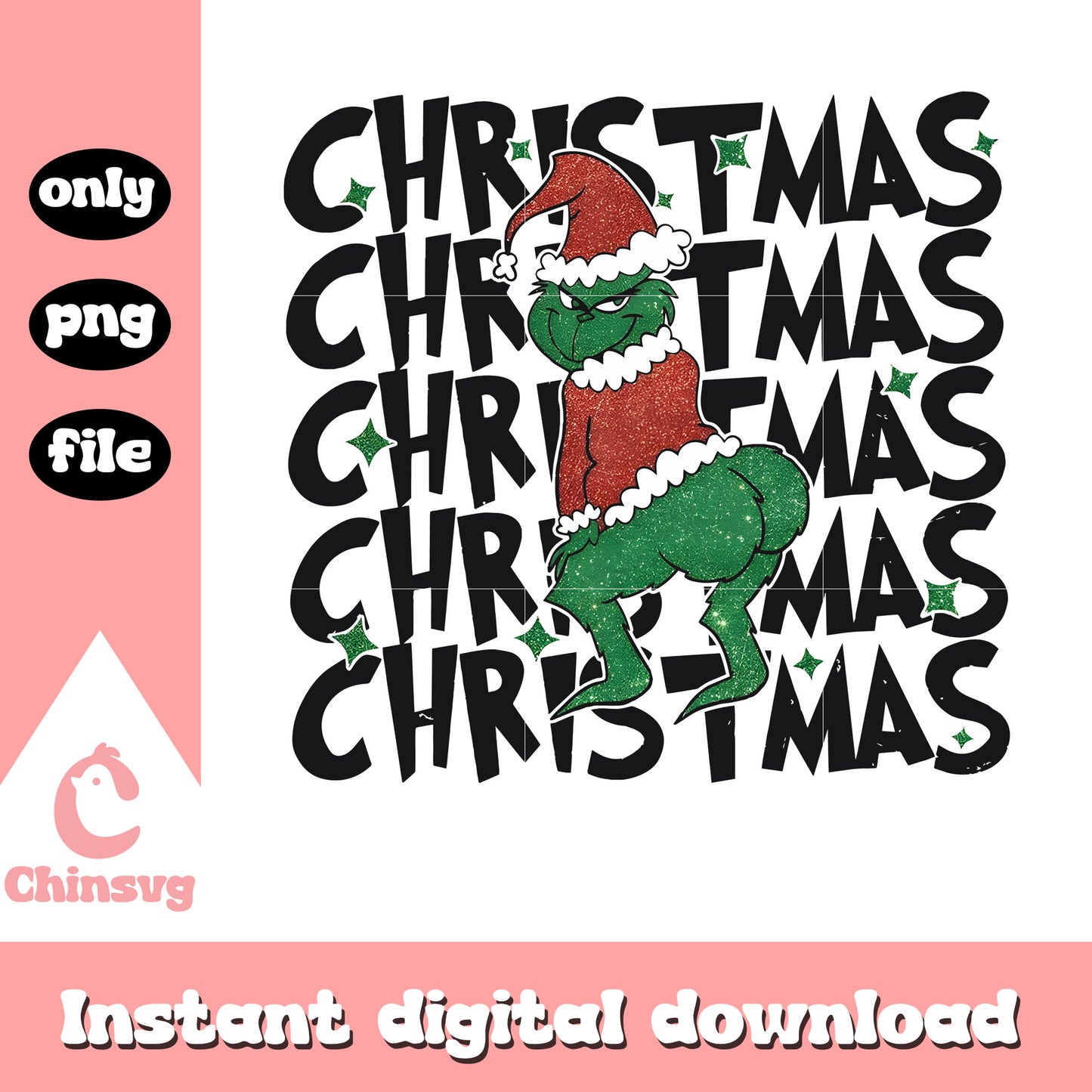 Funny grinch christmas design png, the grinch funny png