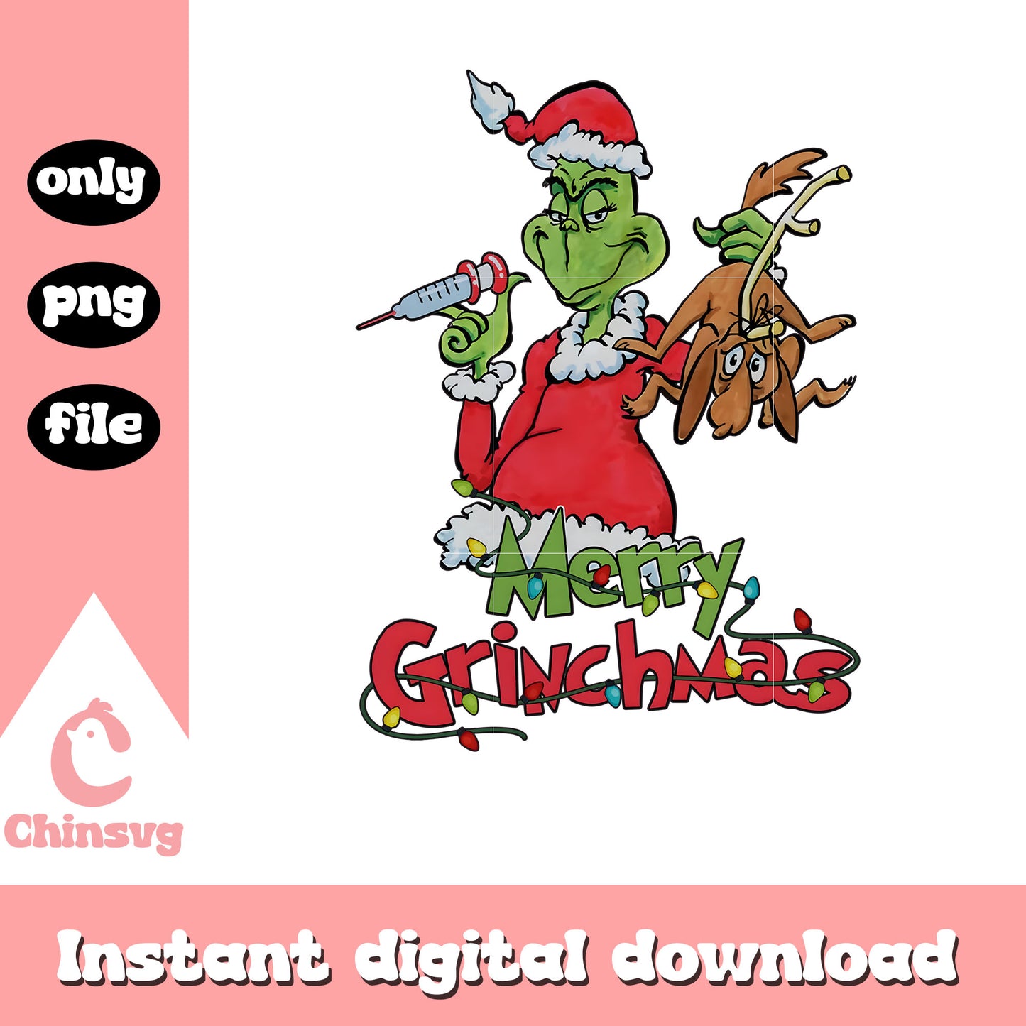 Funny merry grinchmas design png, the grinch and max png