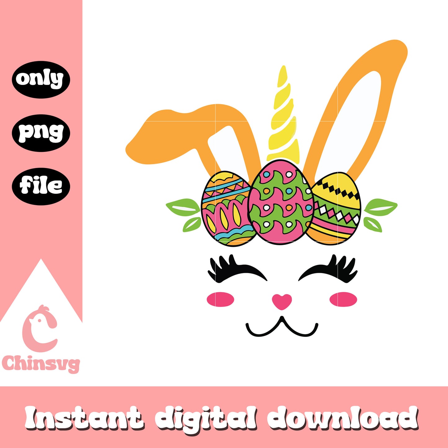 Funny bunny unicorn face easter png, bunny unicorn png