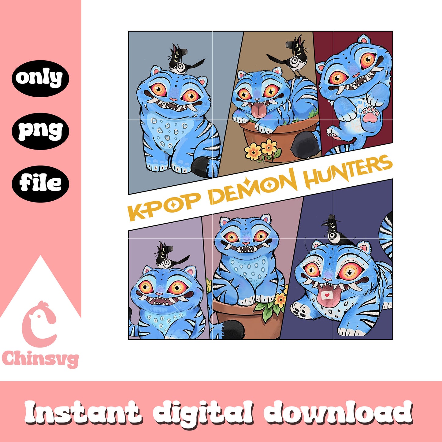 Funny derpy tiger and susie png, kpop demon hunters cast png