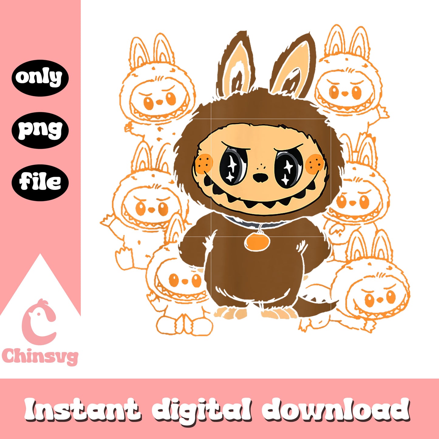 Funny labubu lover cute brown png, labubu drawing png