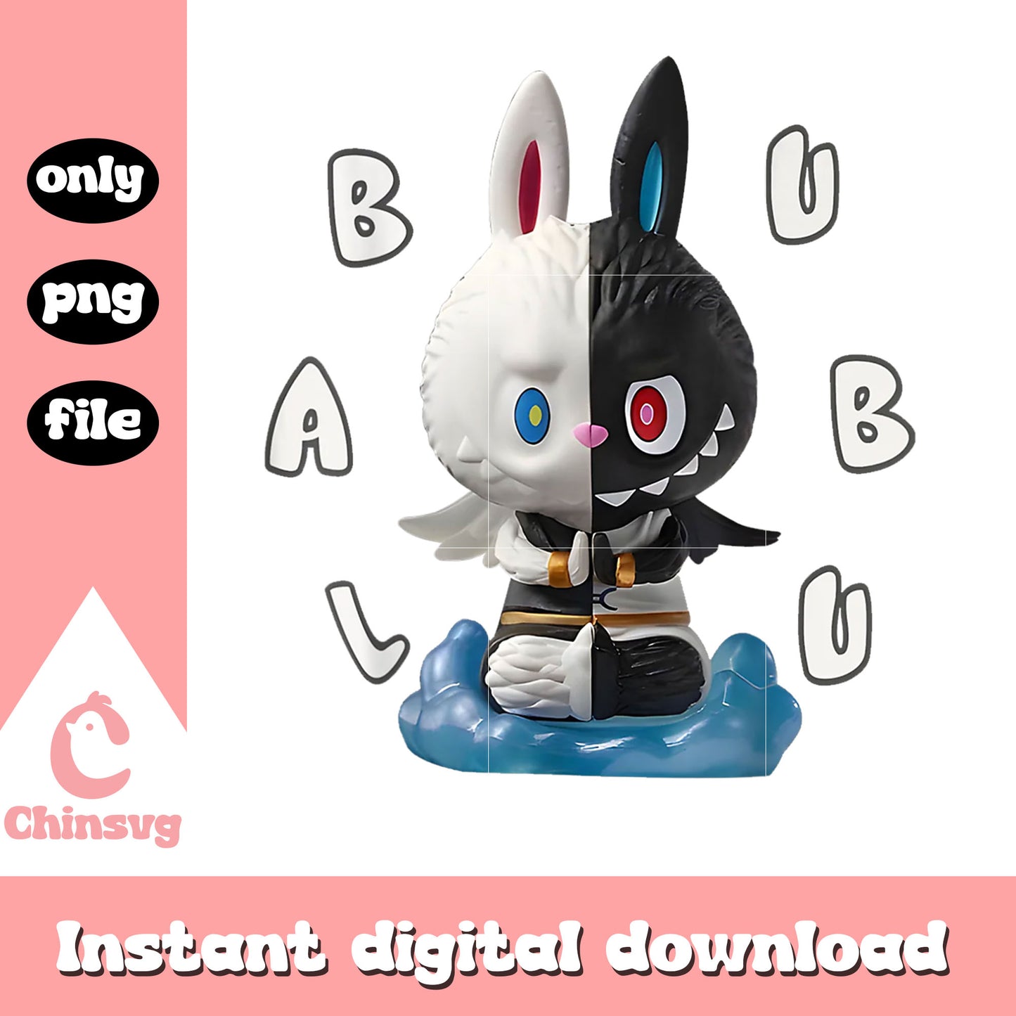 Funny labubu lover cute white black design png, labubu box png
