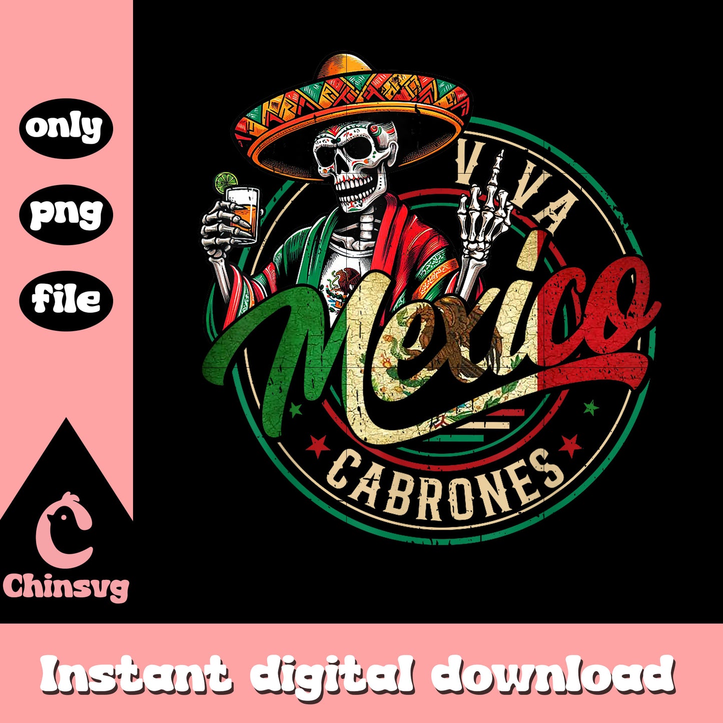 Funny skeleton viva mexico png, mexican independance png