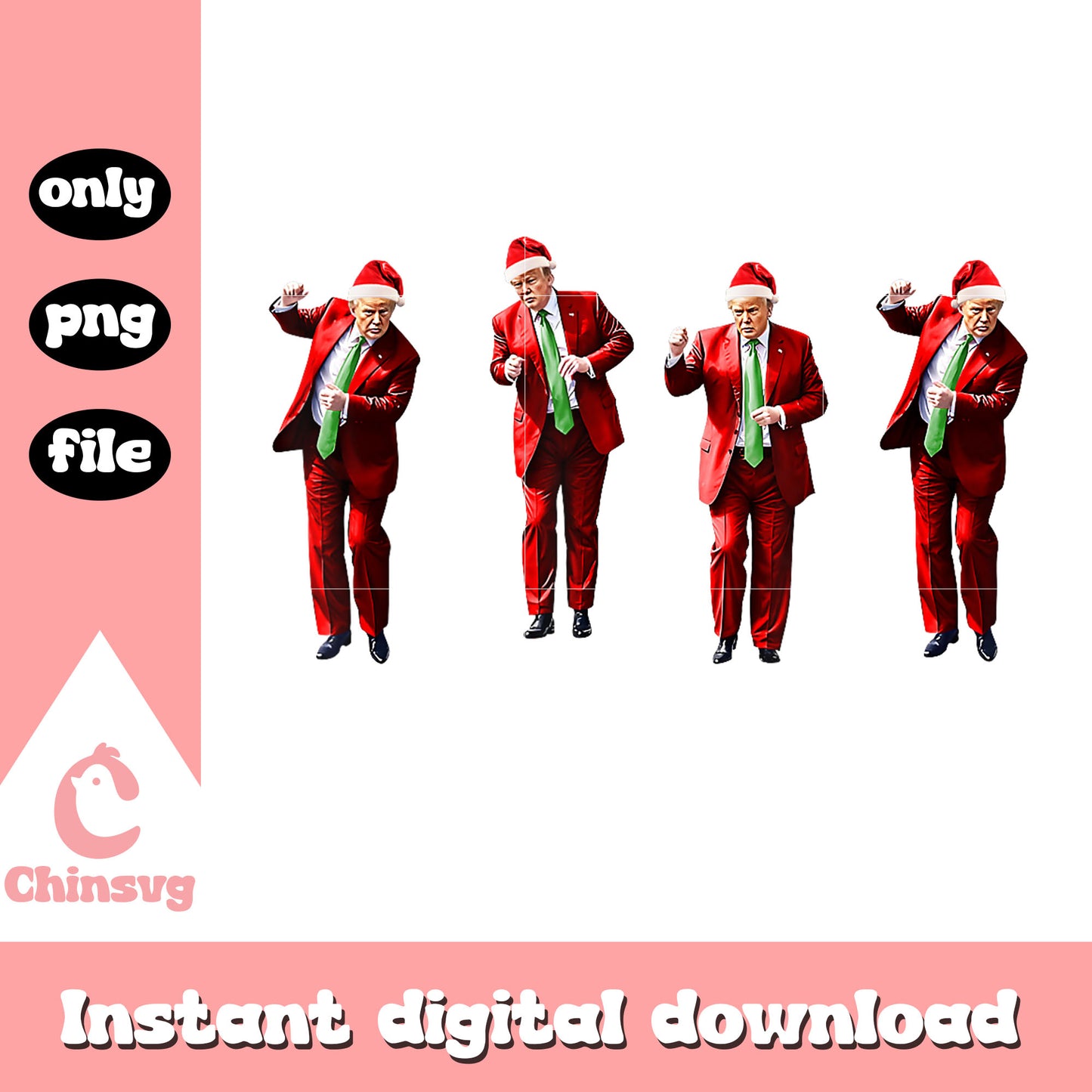 Funny trump dance santa claus design png, trump santa png