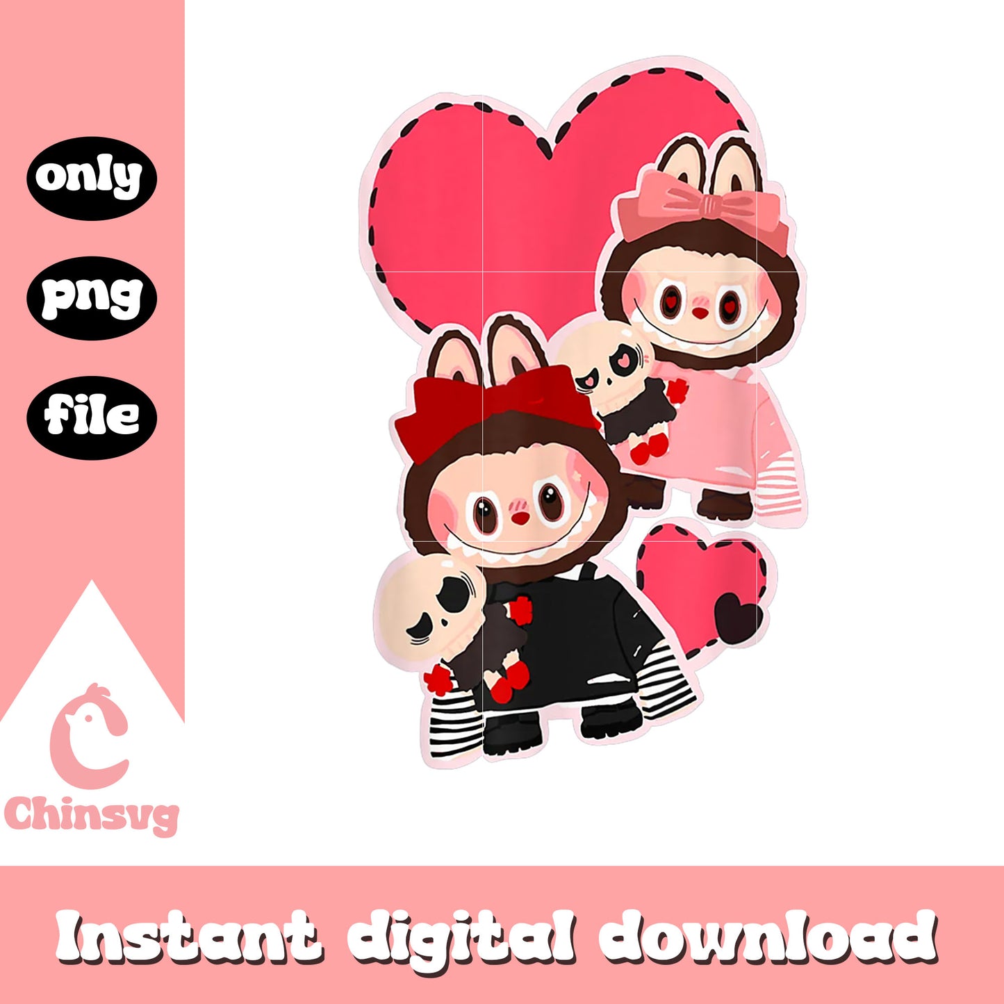 Funny valentine labubu lover cute design png, valentine's day png