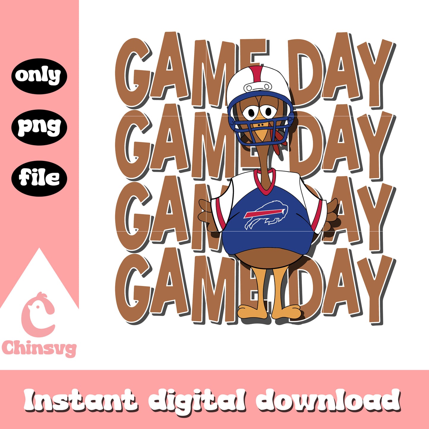 Game day turkey Buffalo Bills player svg, nfl players svg