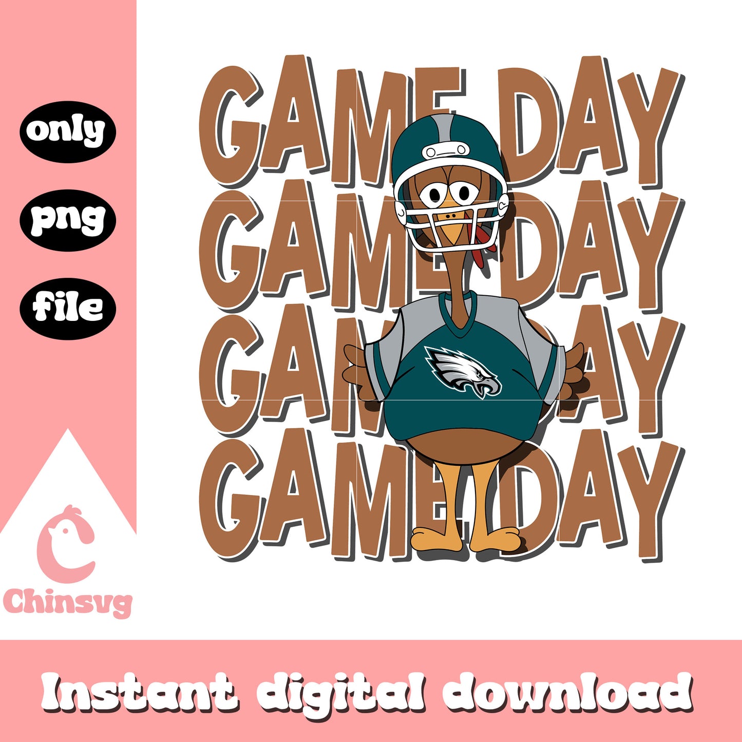 Game day turkey Philadelphia Eagles player design svg, nfl svg
