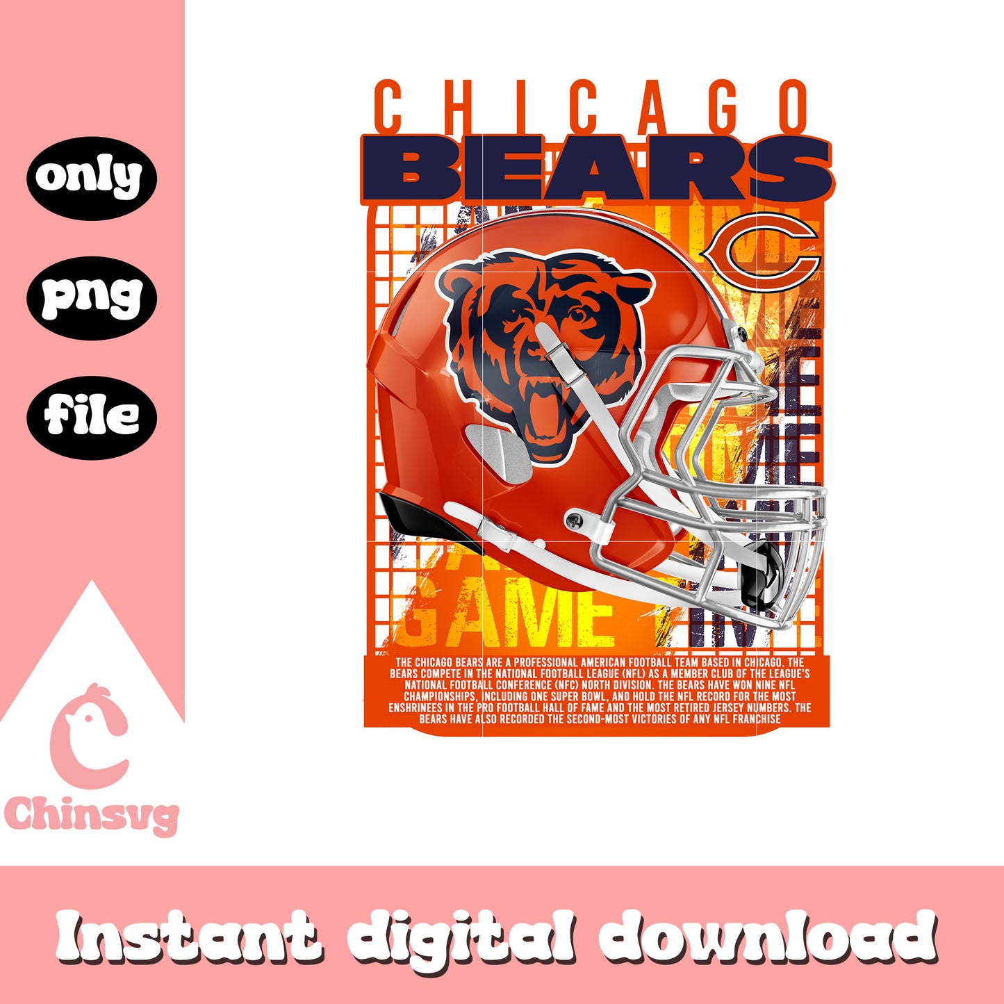 Game time chicago bears png, nfl chicago bears png