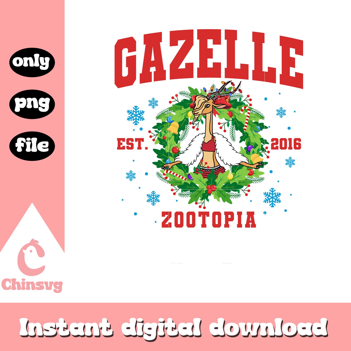 Gazelle zootopia est 2016 wreath png, gazelle zootopia png