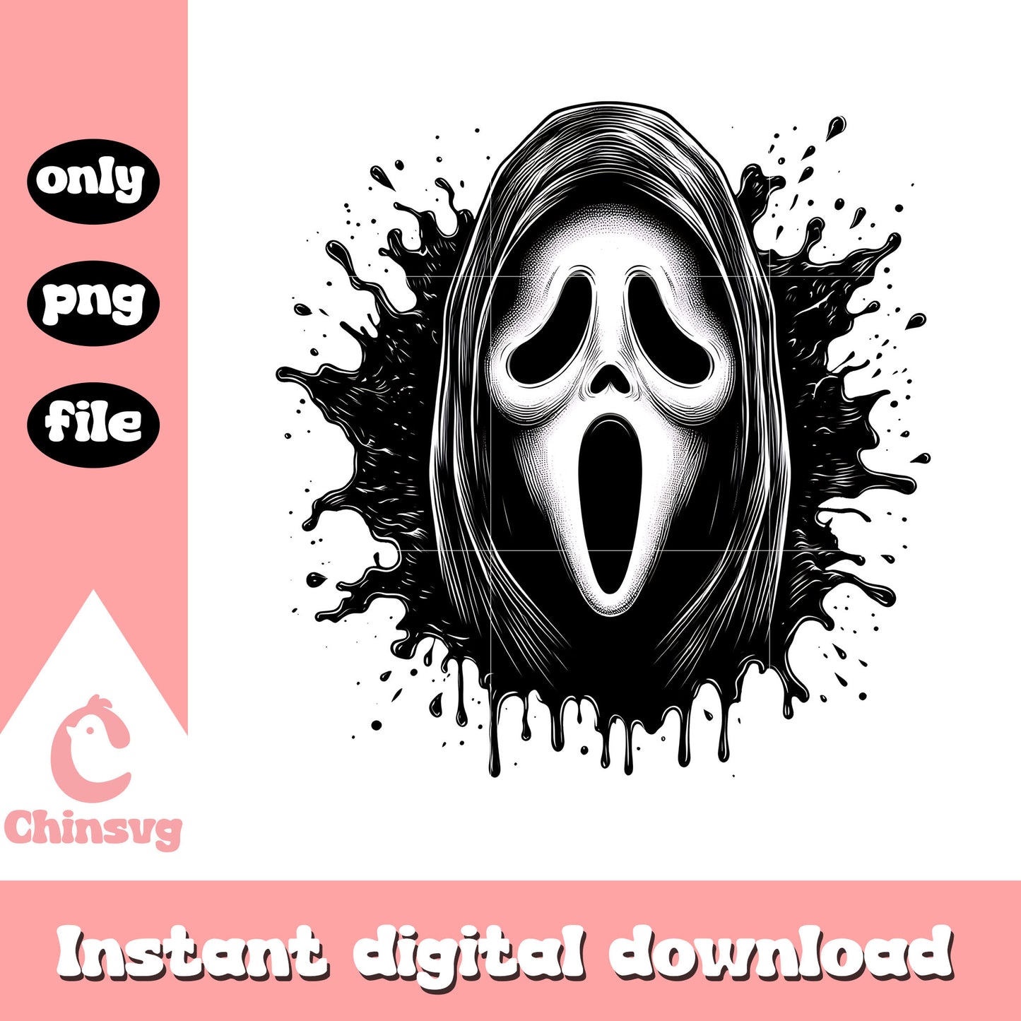 Ghostface splatter effect png, Ghostface sketch png, horror png