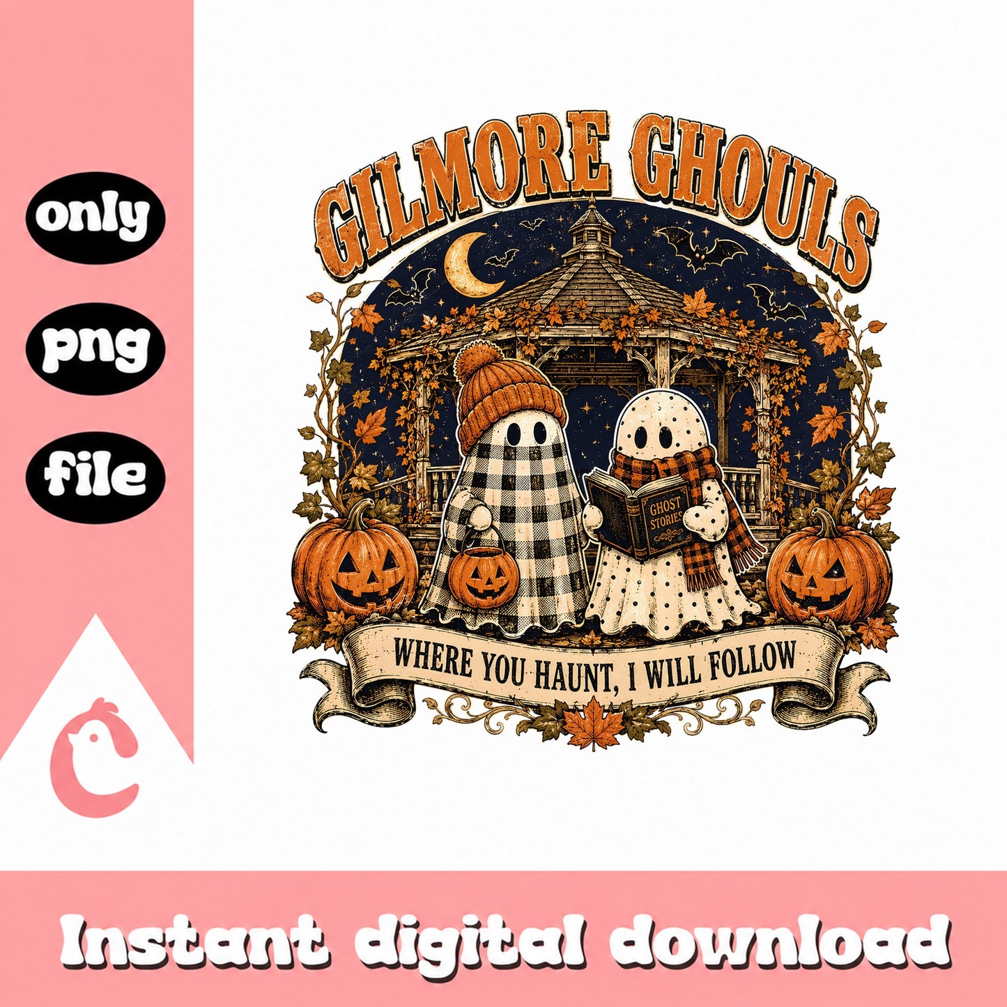 Gilmore Ghouls Halloween PNG, Ghost Halloween PNG, Fall PNG