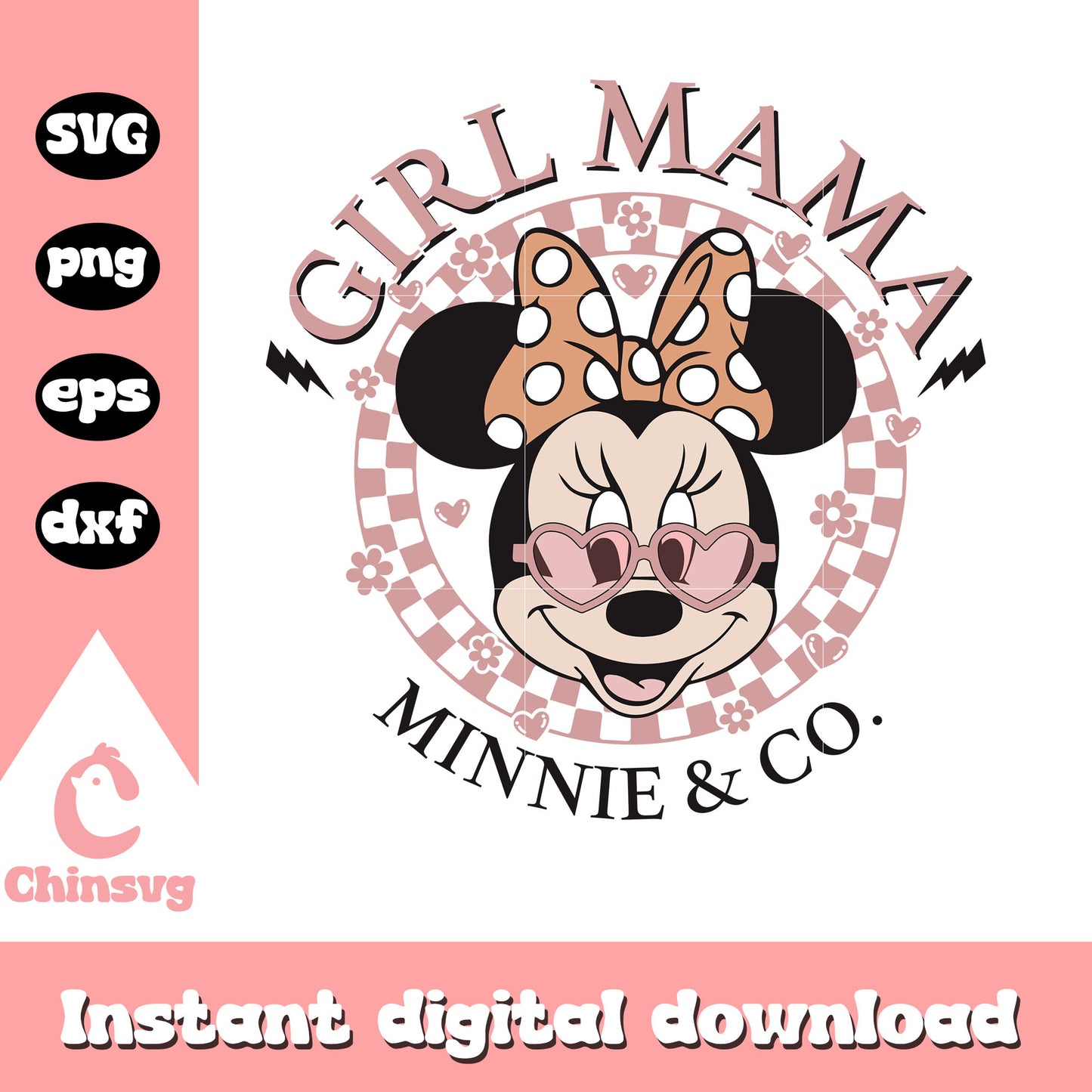 Girl mama minnie and co svg, minnie mouse face svg, disney svg