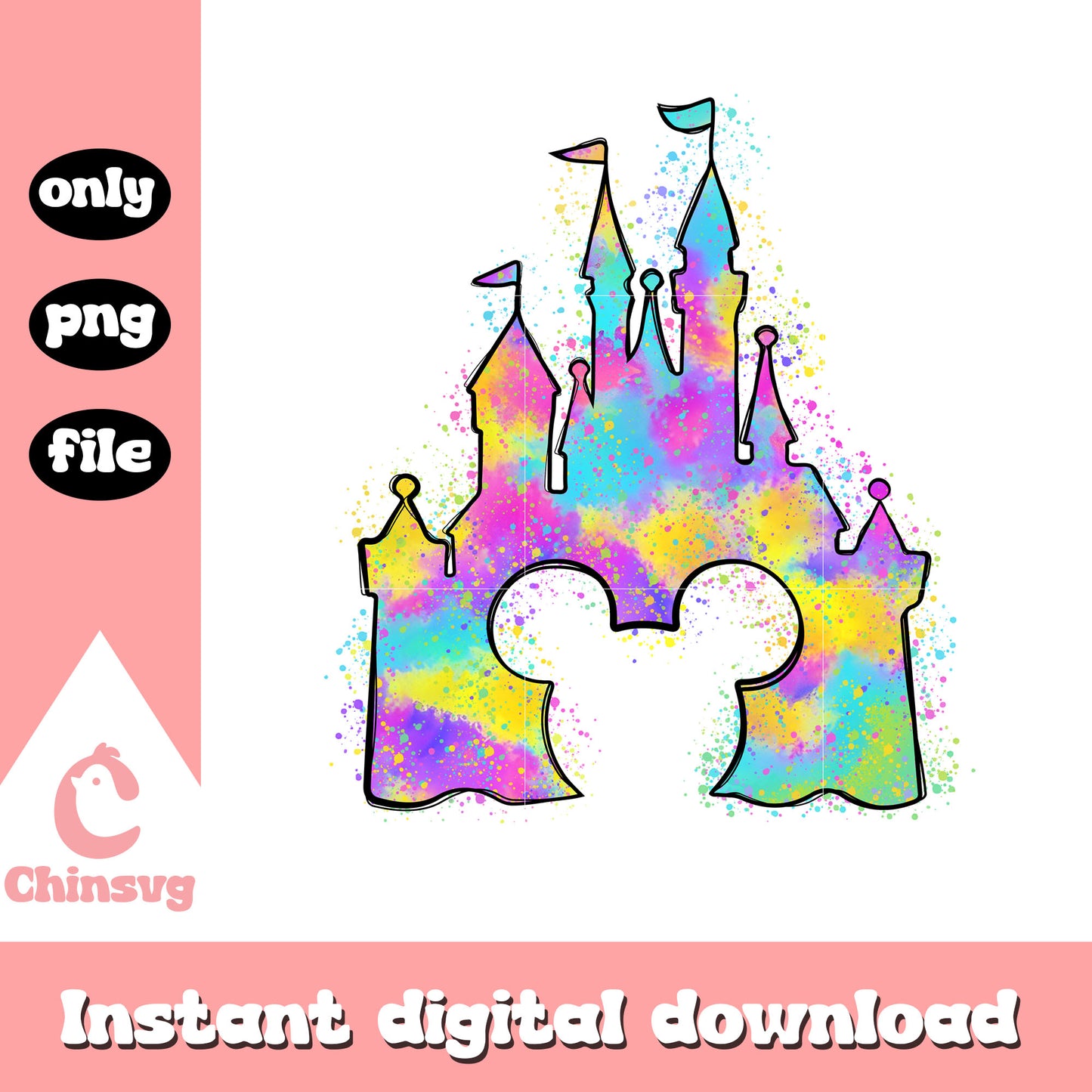 Gliter disney castle mickey head png, disney castle png, mickey png