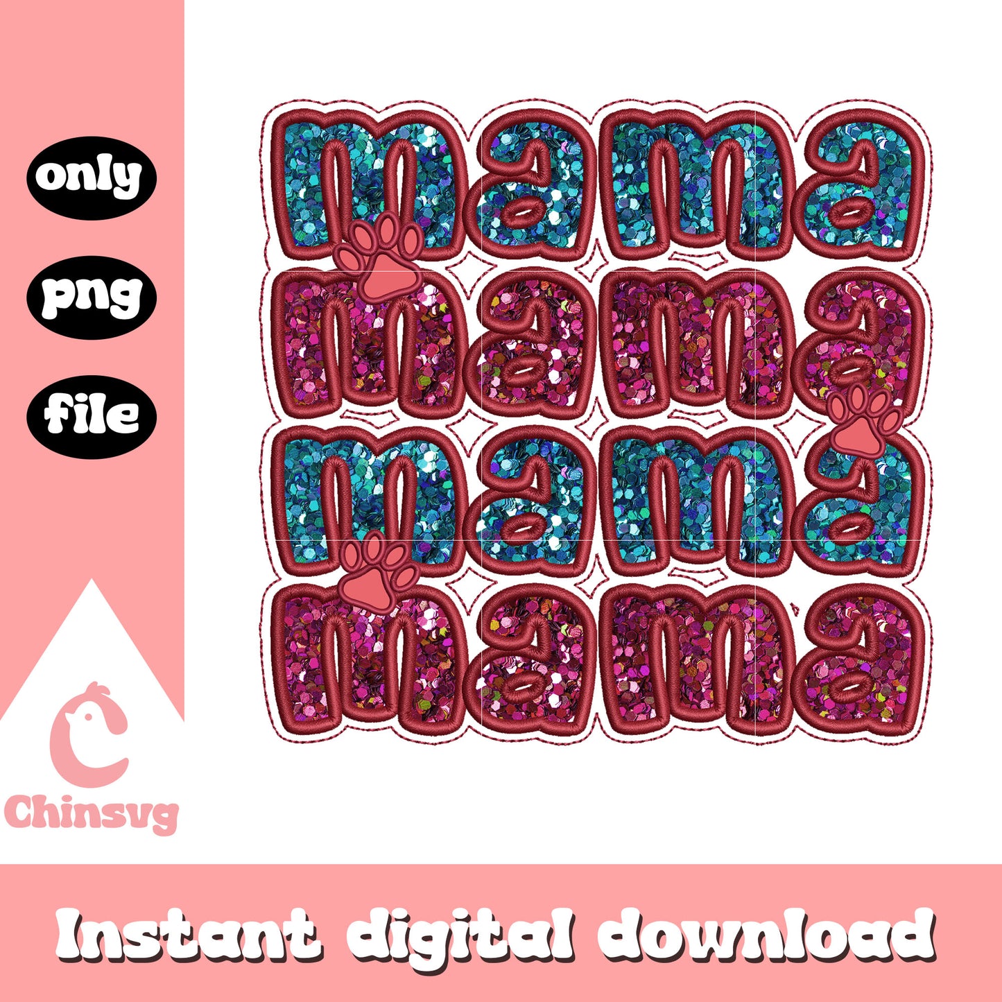 Glitter mama font design png, mama png, font design png