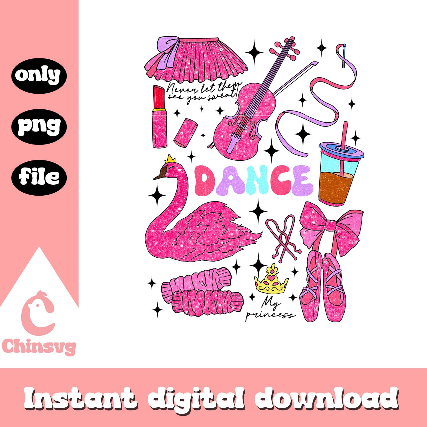 Glitter pink ballet dance png, ballet shoes png, dance png