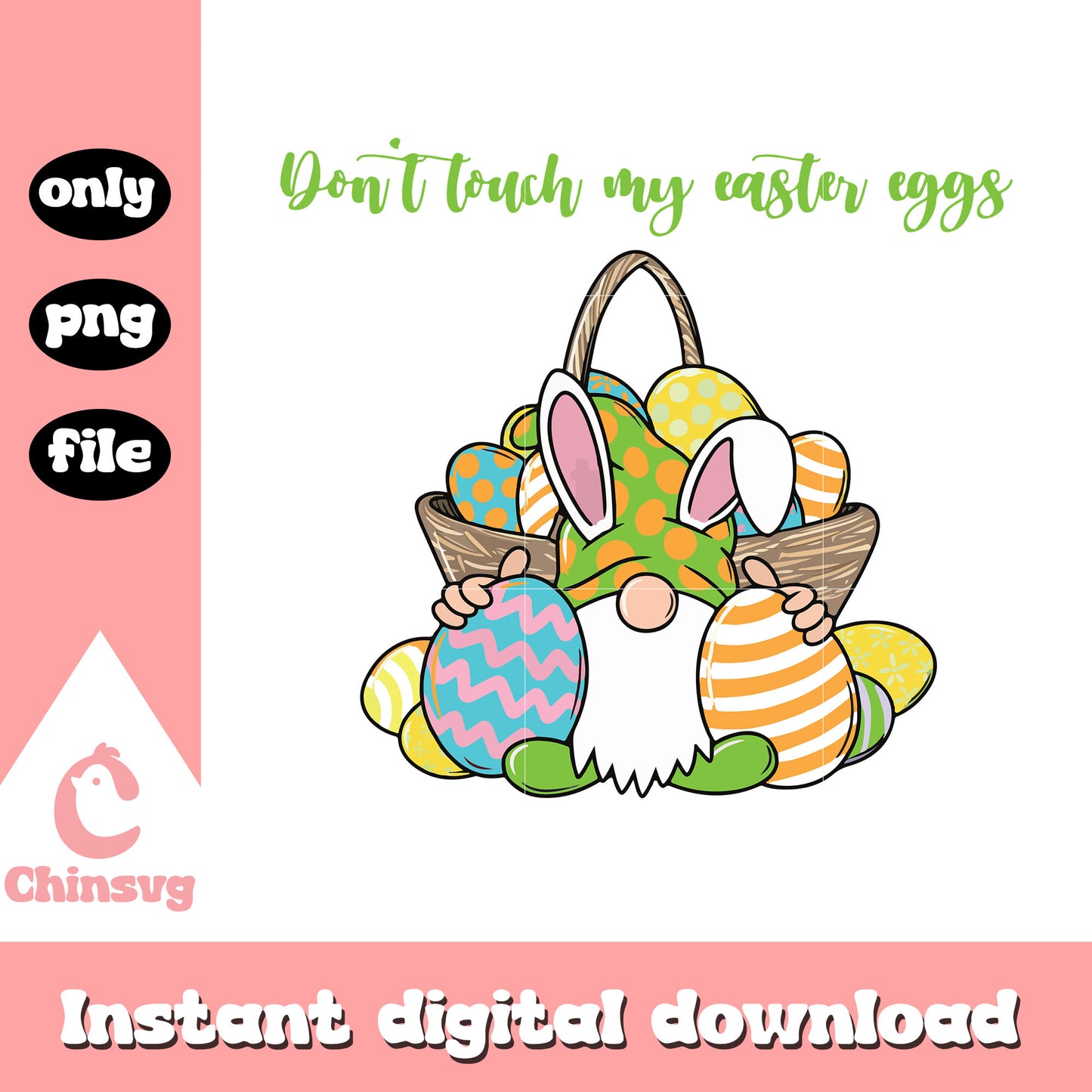 Gnome don t touch my easter eggs png, gnomes easter png