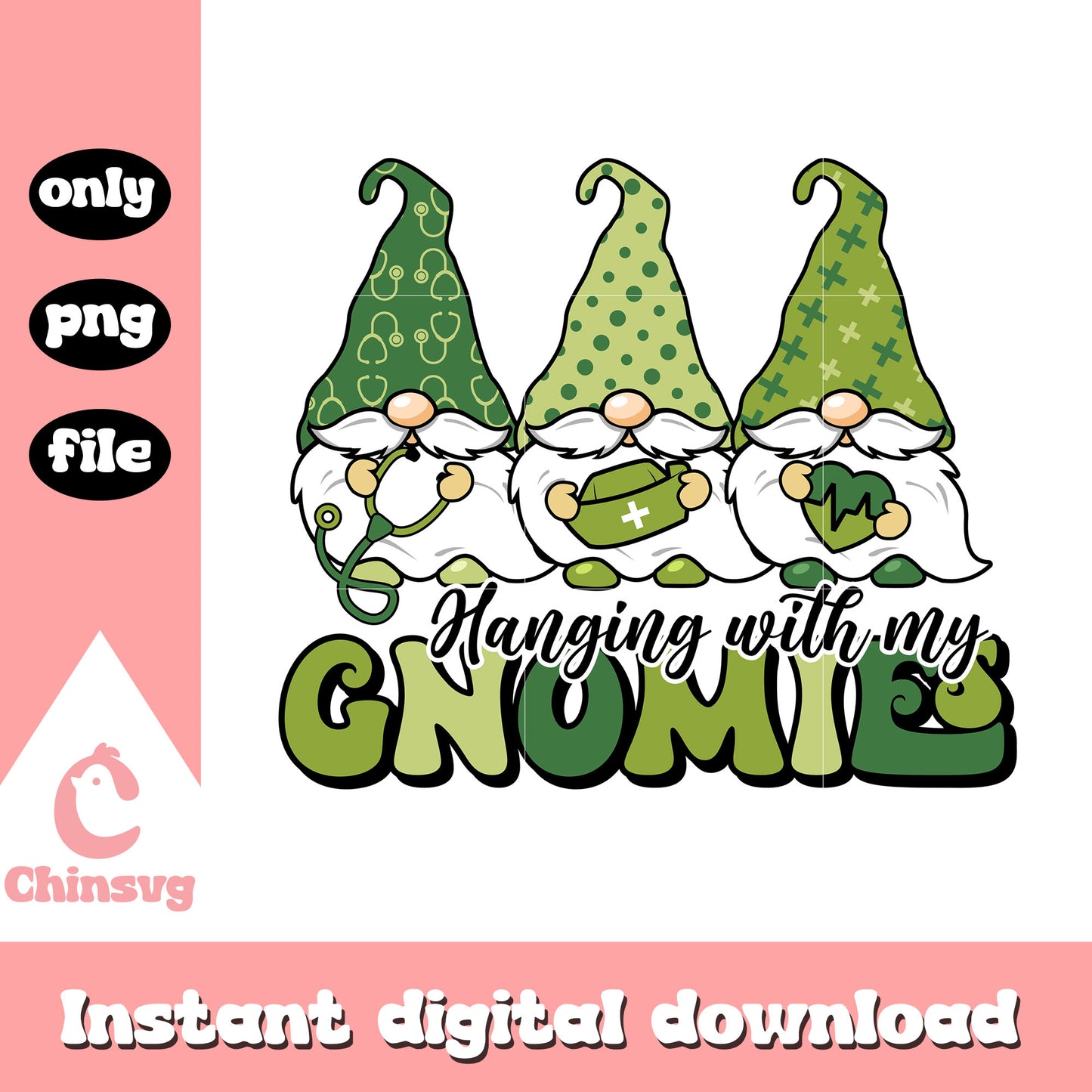 Gnomes nurse st patrick’s png, st patrick's decor png