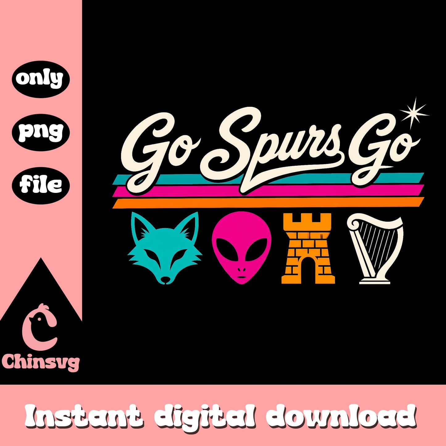 Go Spurs Go SVG, San Antonio Spurs Basketball, Retro Sports PNG