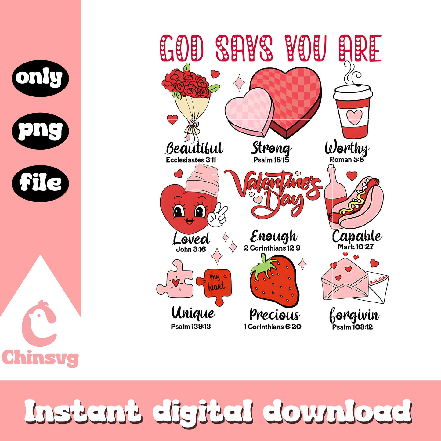 God says you are valentine day png, happy valentine's day png