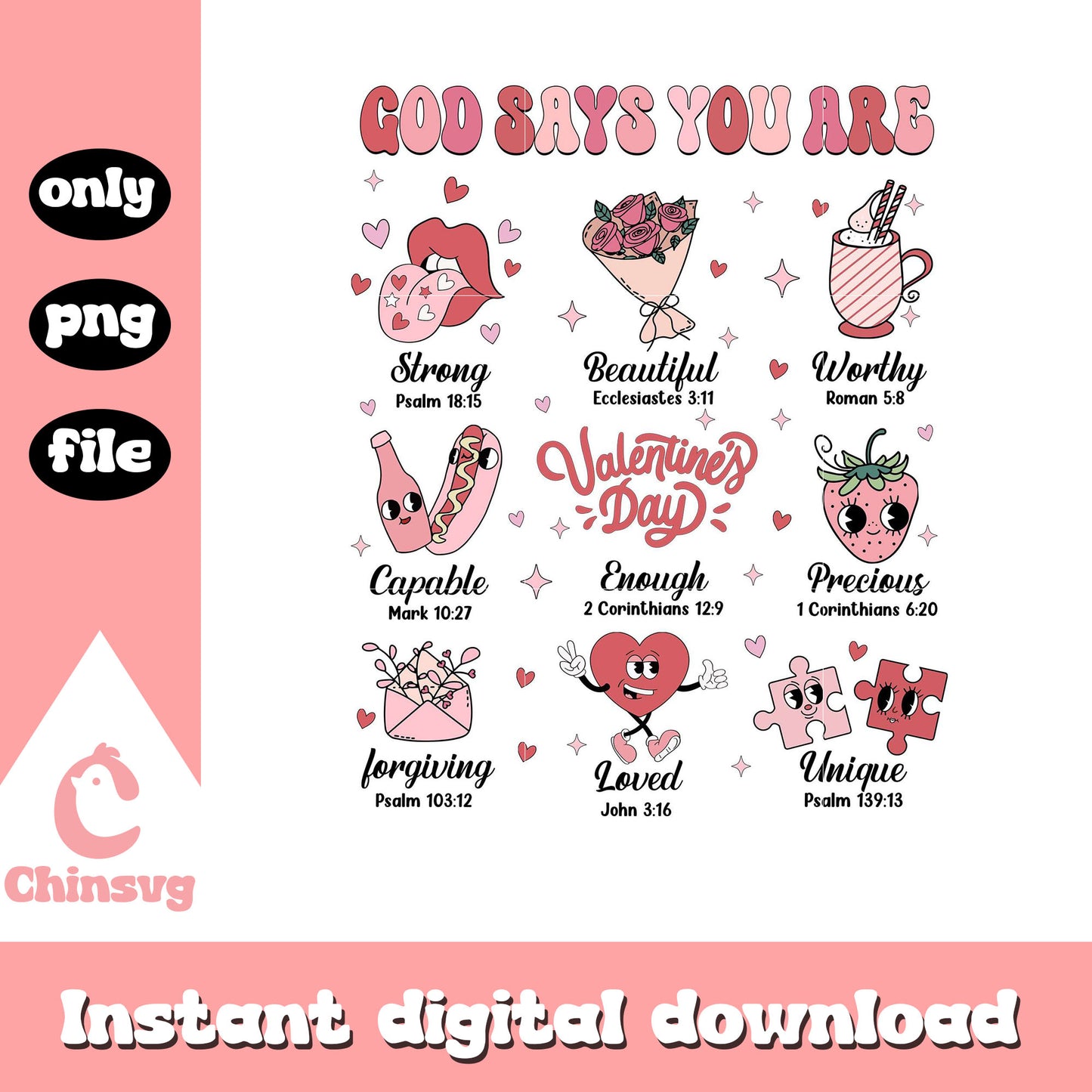 God says you are valentine png, God says png, valentine day png