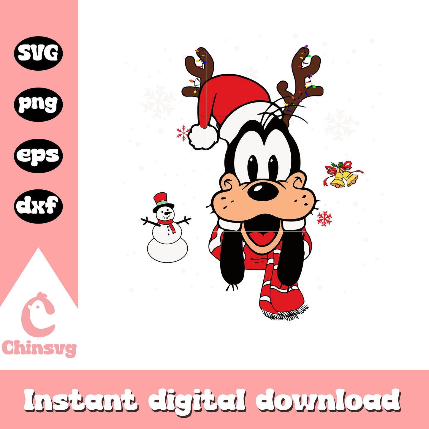 Gooffy reindeer merry christmas svg, christmas day svg