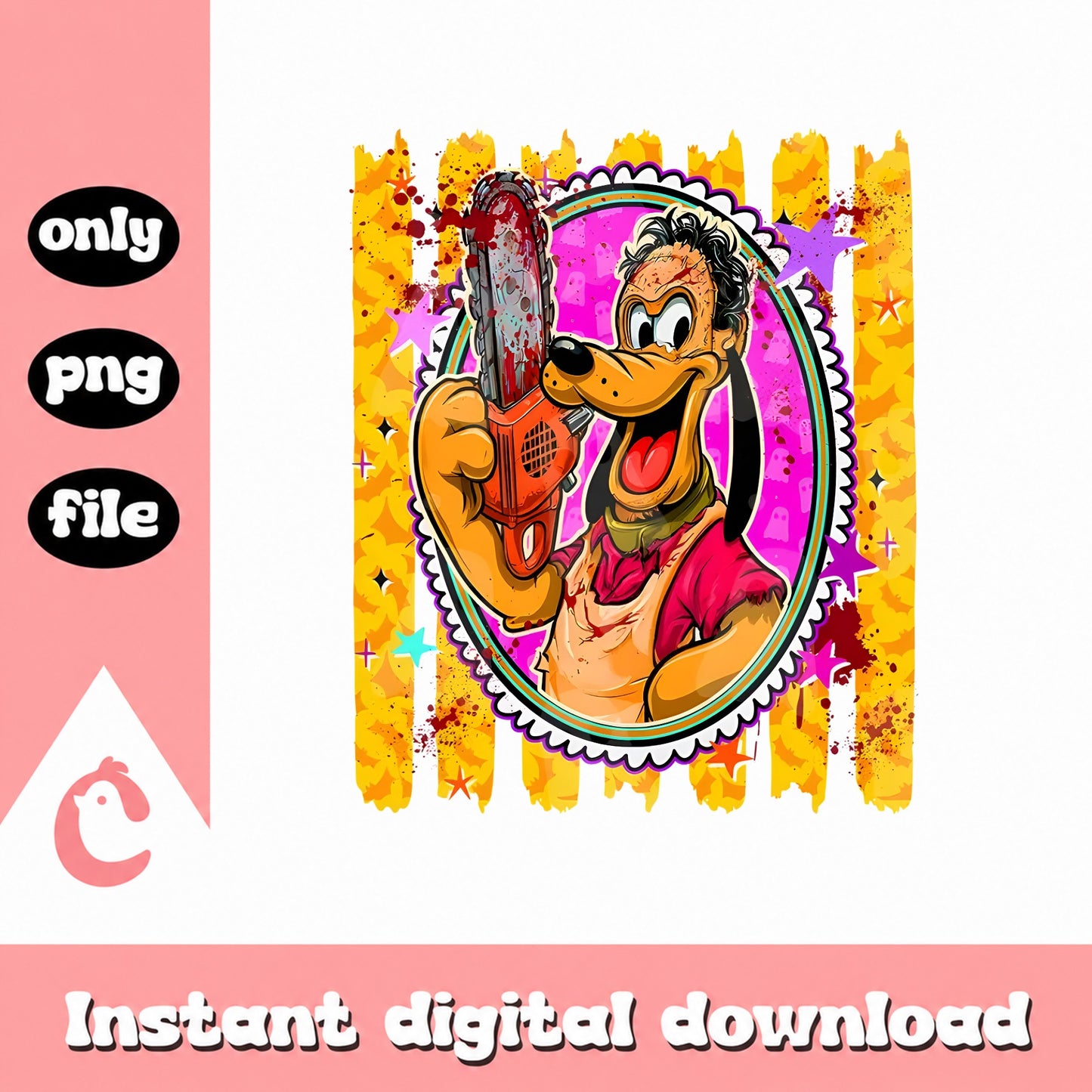 Goofy Horror Chainsaw PNG, Disney Halloween PNG, Retro PNG