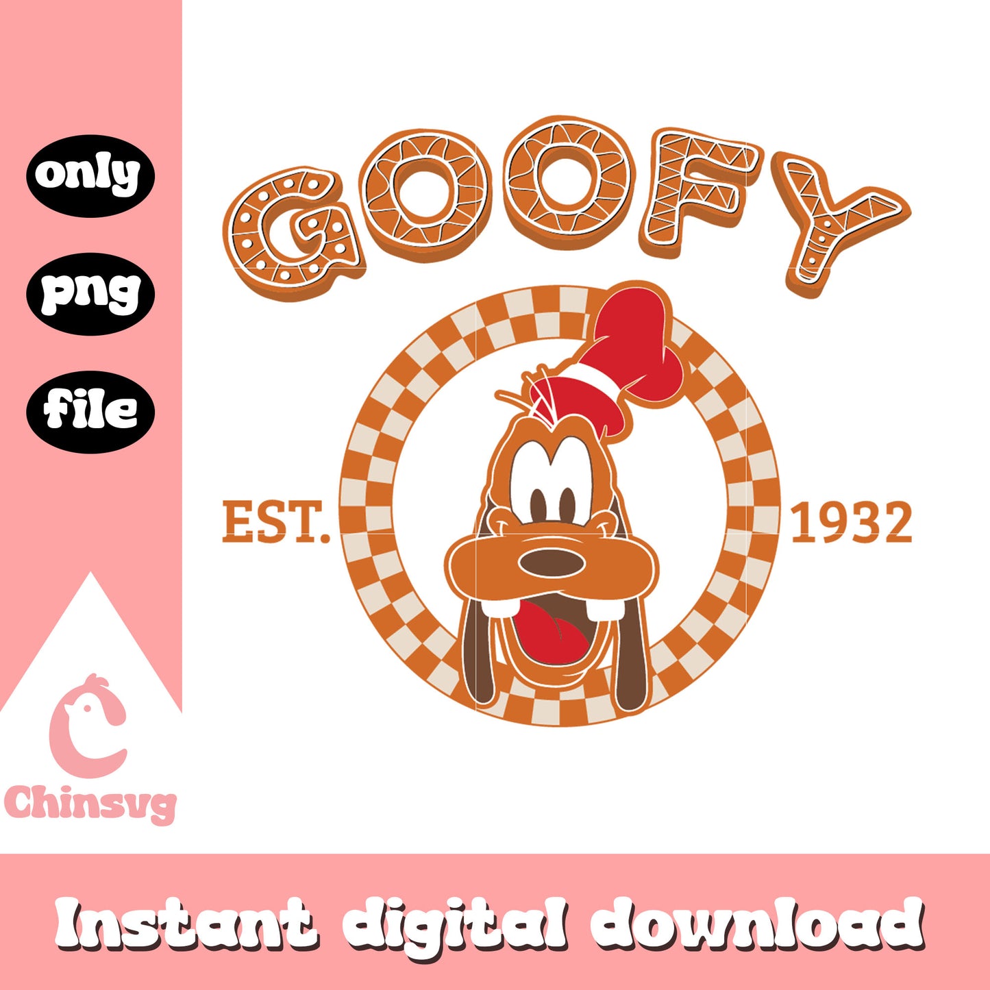 Goofy est 1932 gingerbread christmas png, goofy cookies png