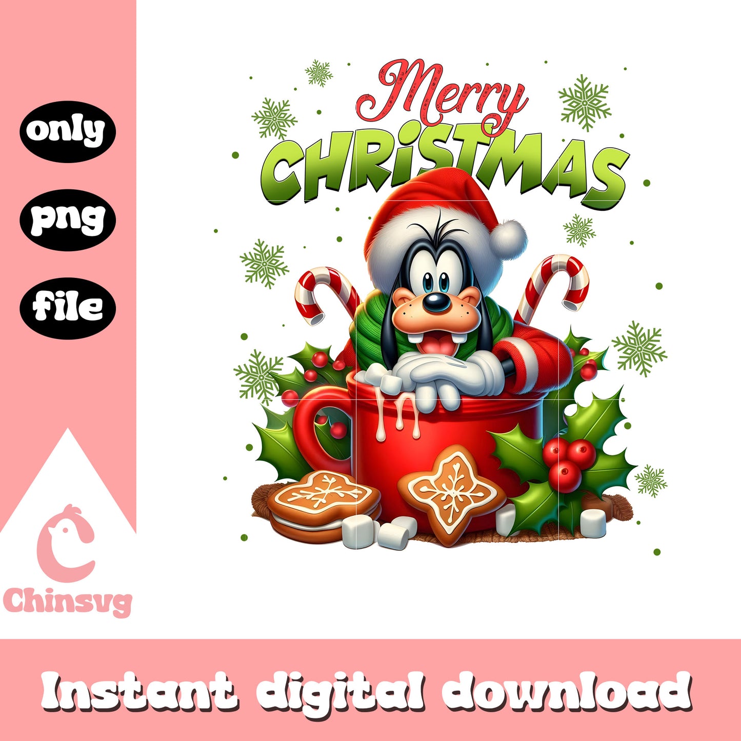 Goofy coffee mug merry christmas png, goofy dog png