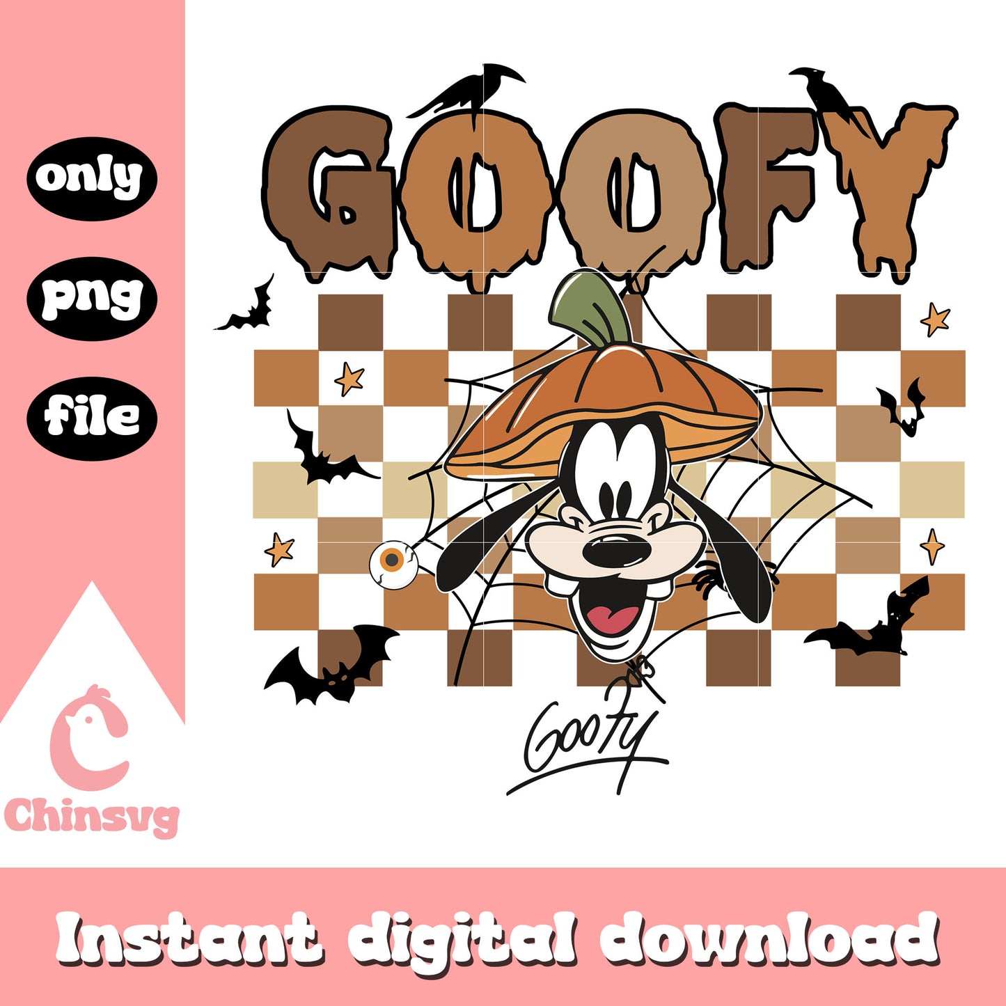 Goofy dog halloween symbol design png, goofy character png, disney halloween png