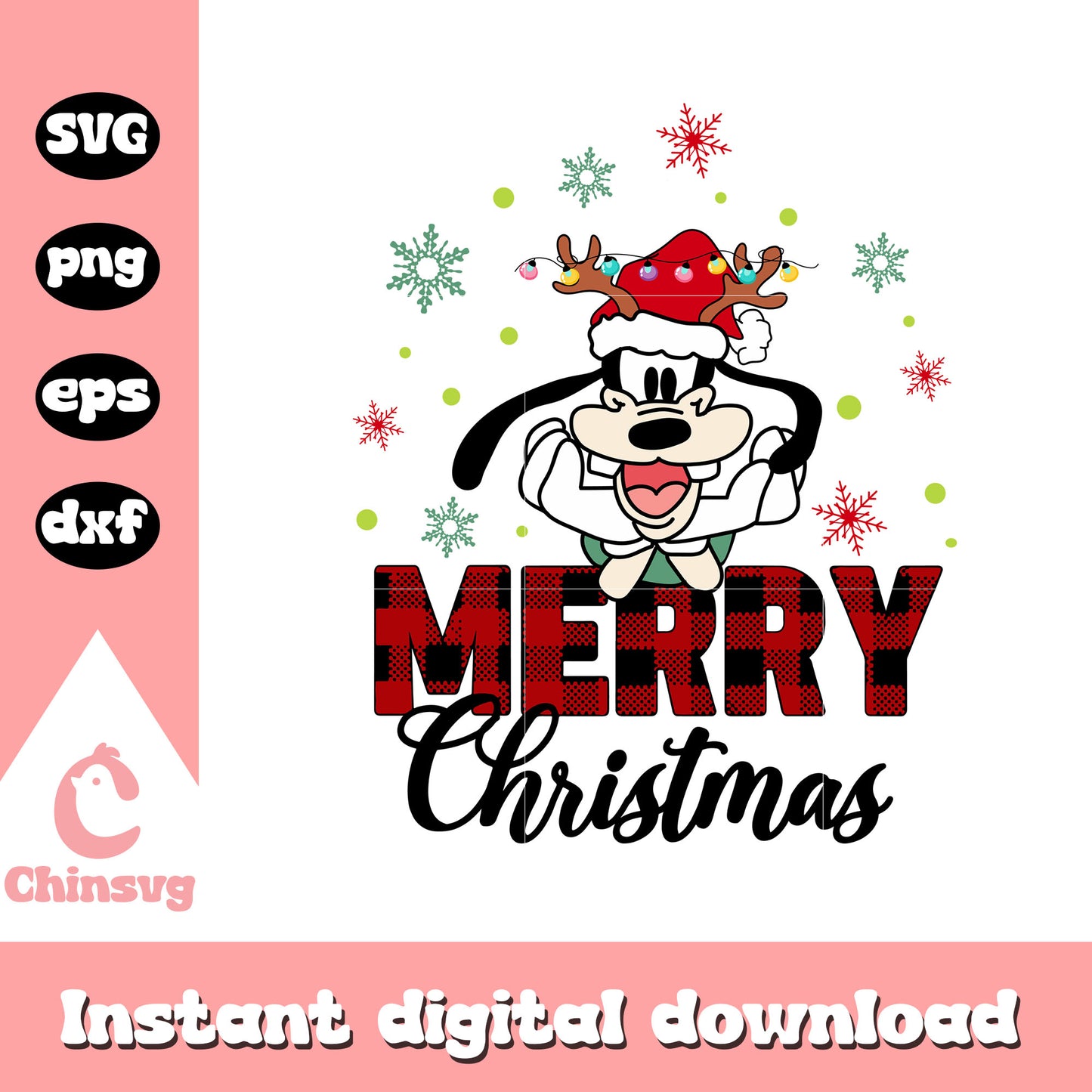 Goofy dog merry christmas buffalo plaid svg, goofy christmas svg
