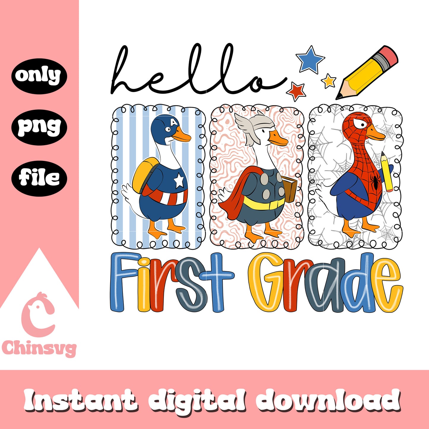 Goose hello first grade design png, marvel rivals characters png