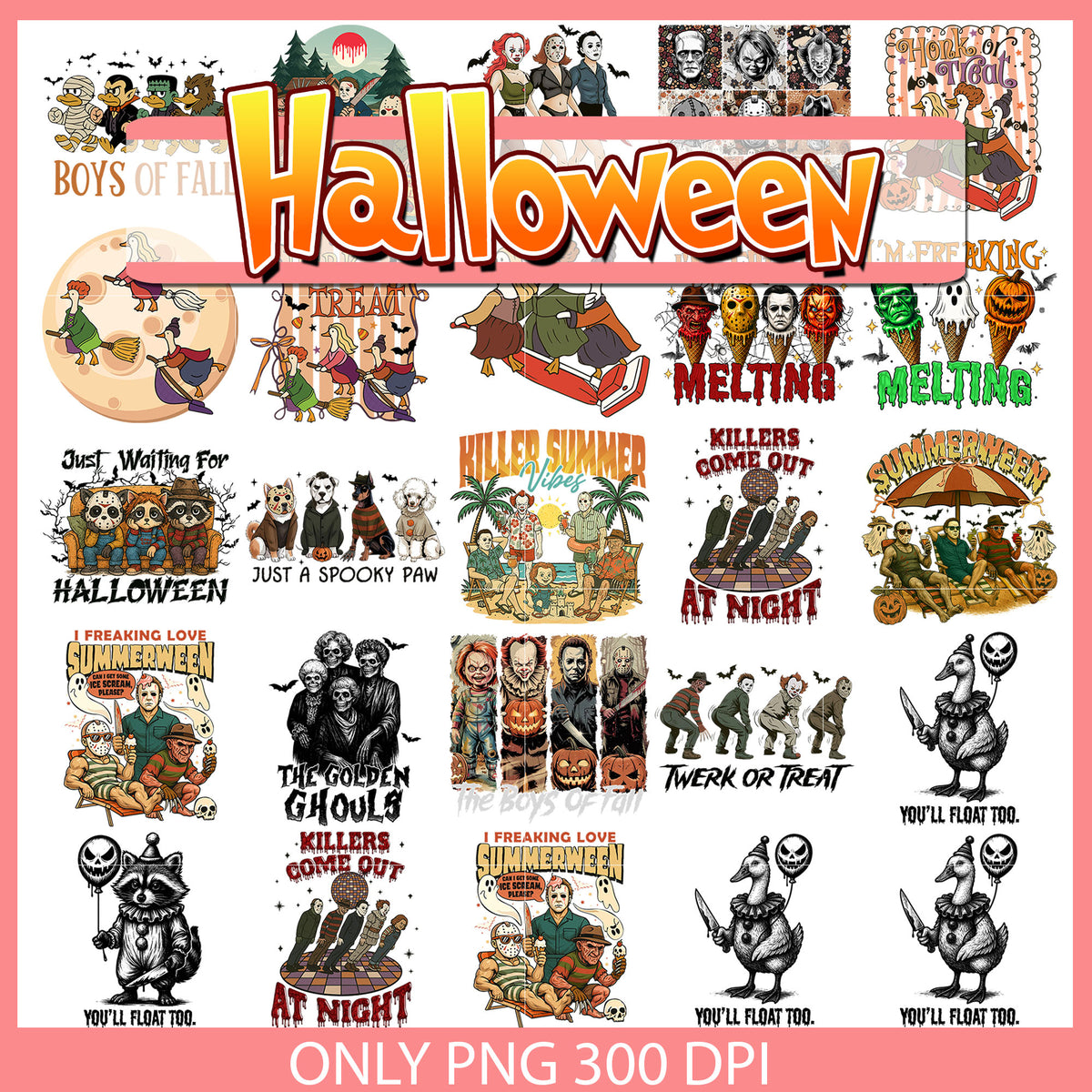 Goose trick or treat halloween bundle png, halloween horror png