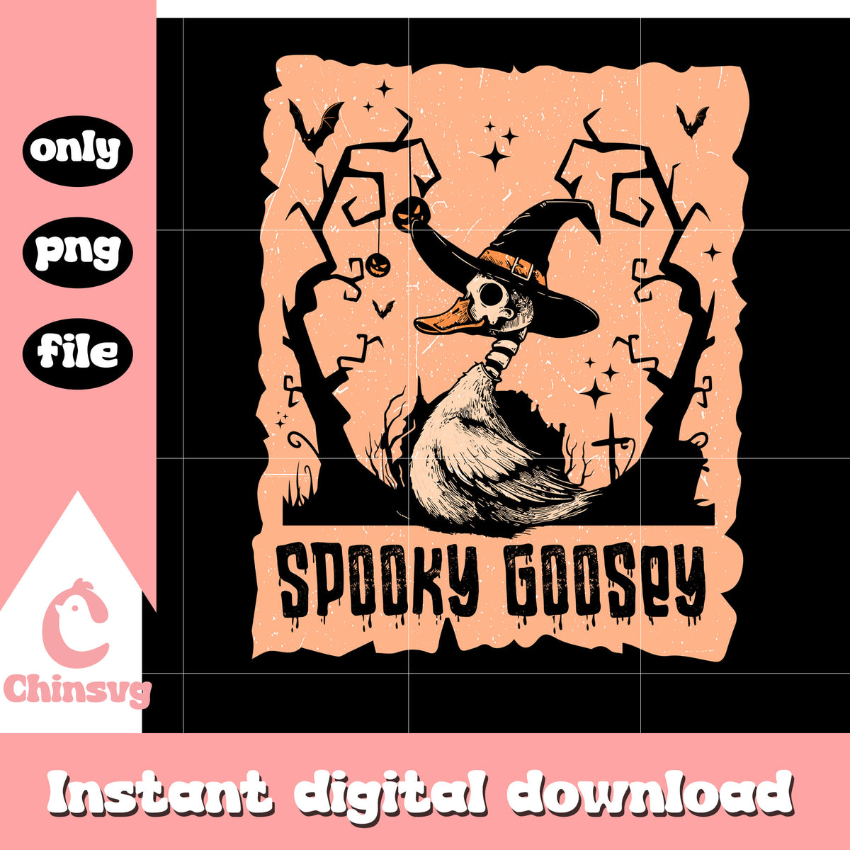 Goose witch goosey vintage poster png, Goose witch poster png