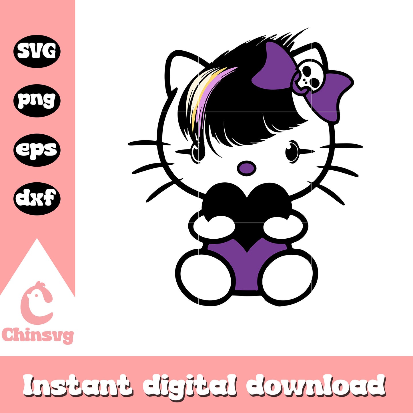 Gothic hello kitty svg, gothic style svg, hello kitty svg