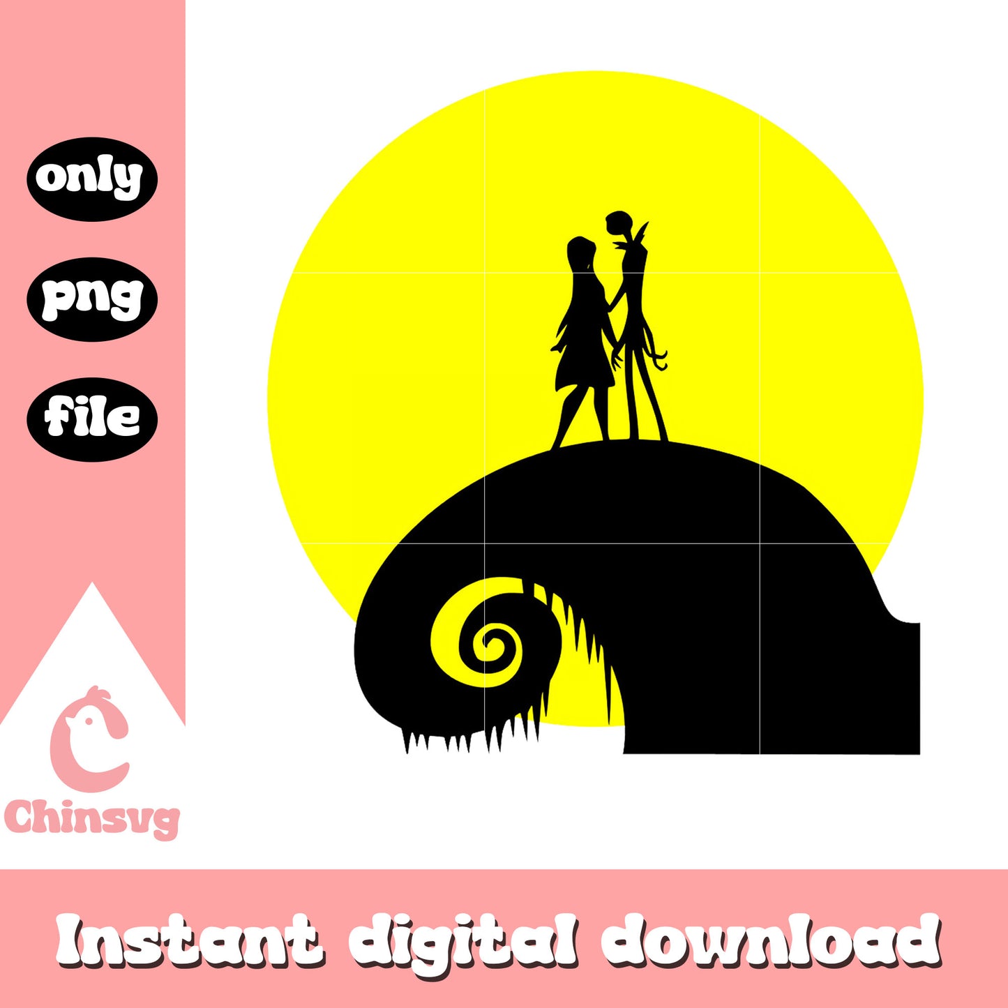 Gothic jack and sally silhouette art png, sally jack png