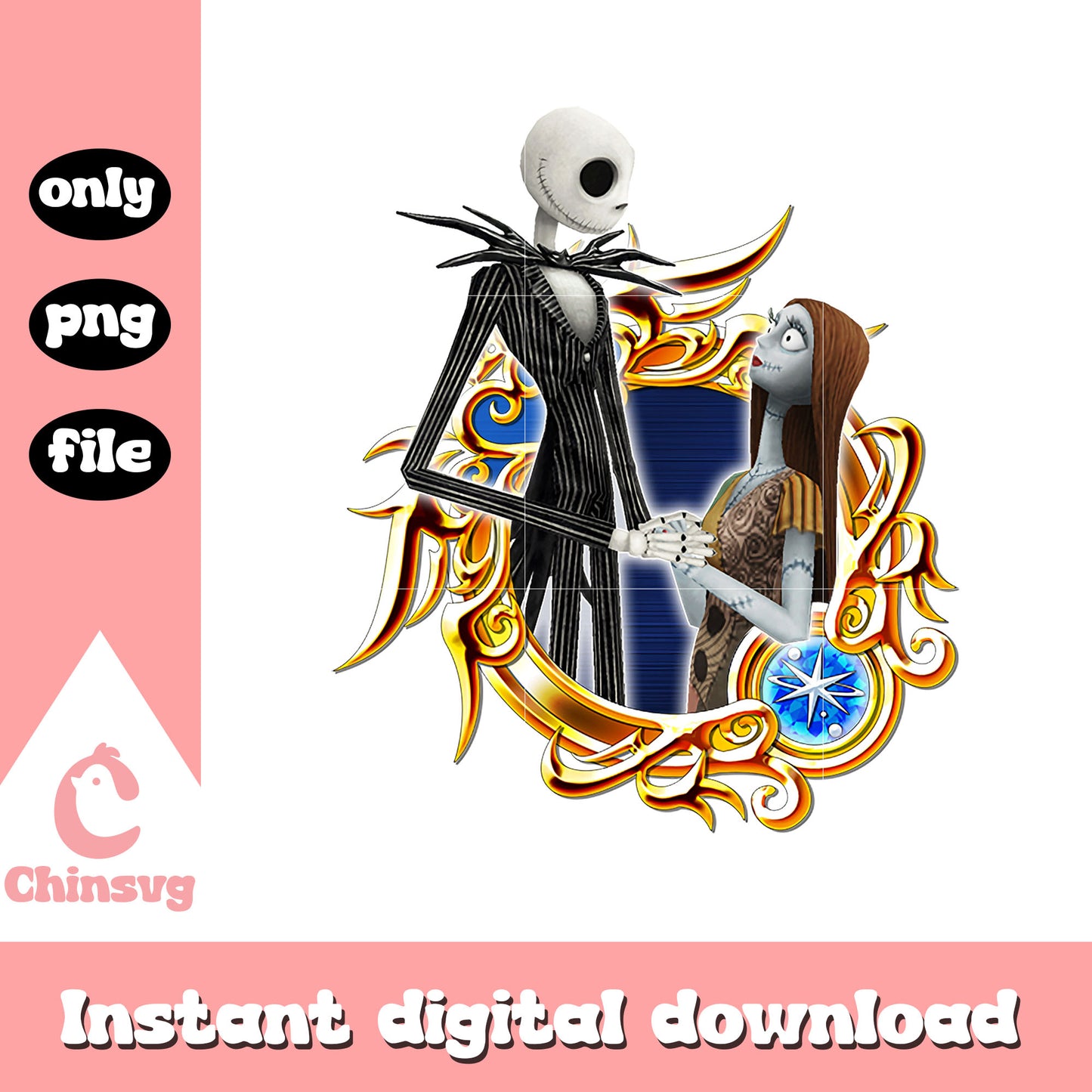 Gothic sally and jack cartoon png, jack skellington sally movie png