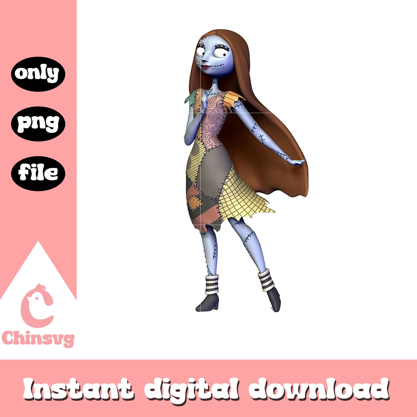 Gothic sally graphic design png, a nightmare before christmas film png