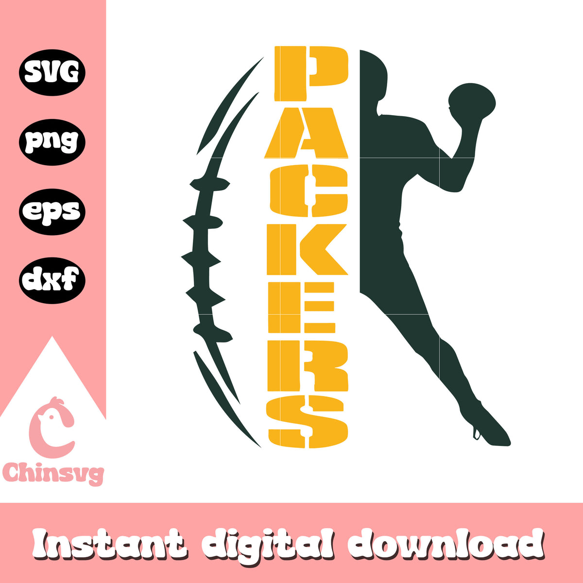 Green bay packers nfl player ball svg, logo of green bay packers svg