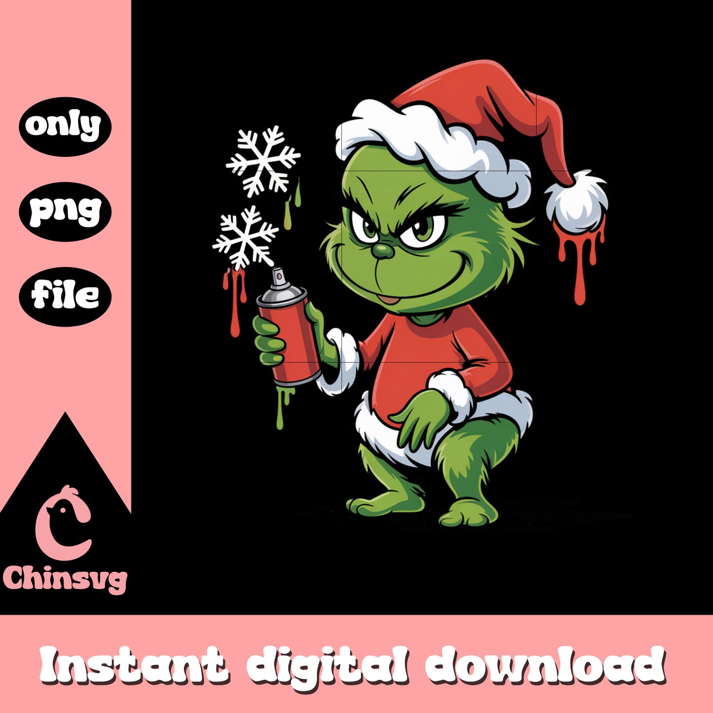 Green grinch hand spray paint design png, animated grinch png