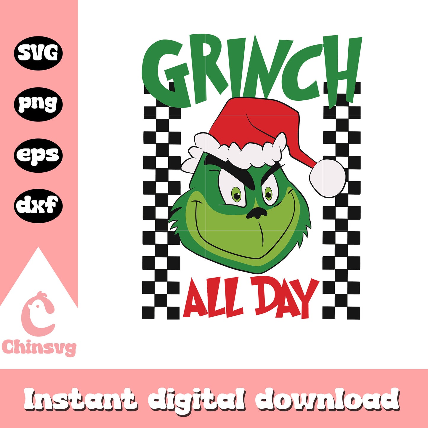 Grinch all day christmas design svg, grinch face svg, grinch smile svg