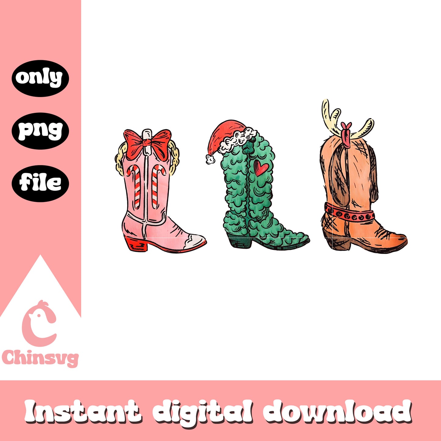 Grinch and friends cowgirl boots christmas design png, cowgirl boots png