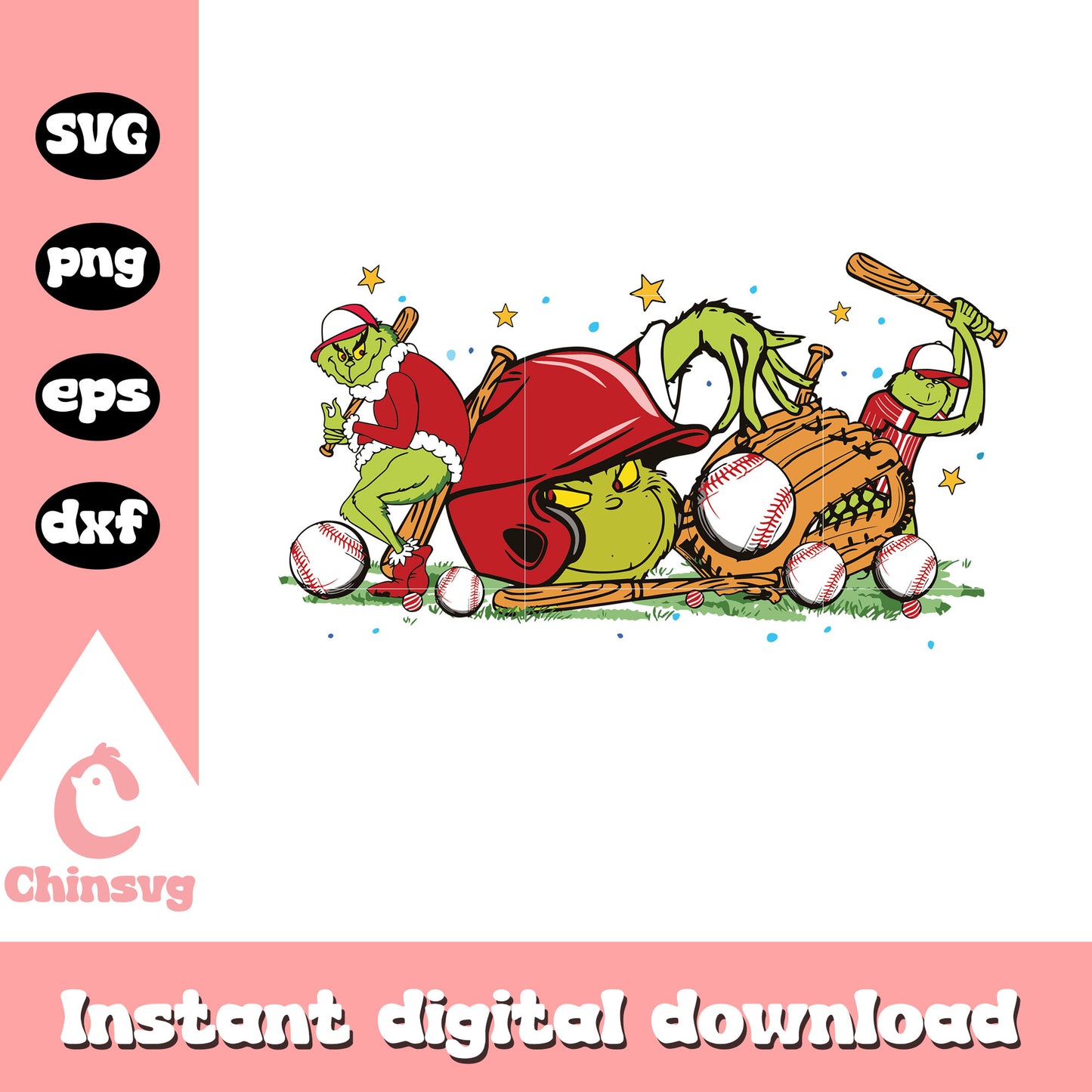 Grinch baseball christmas design svg, grinch baseball svg