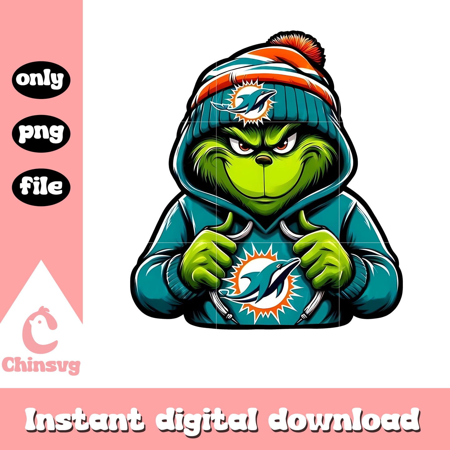 Grinch boy miami dolphins design png, miami dolphins christmas png