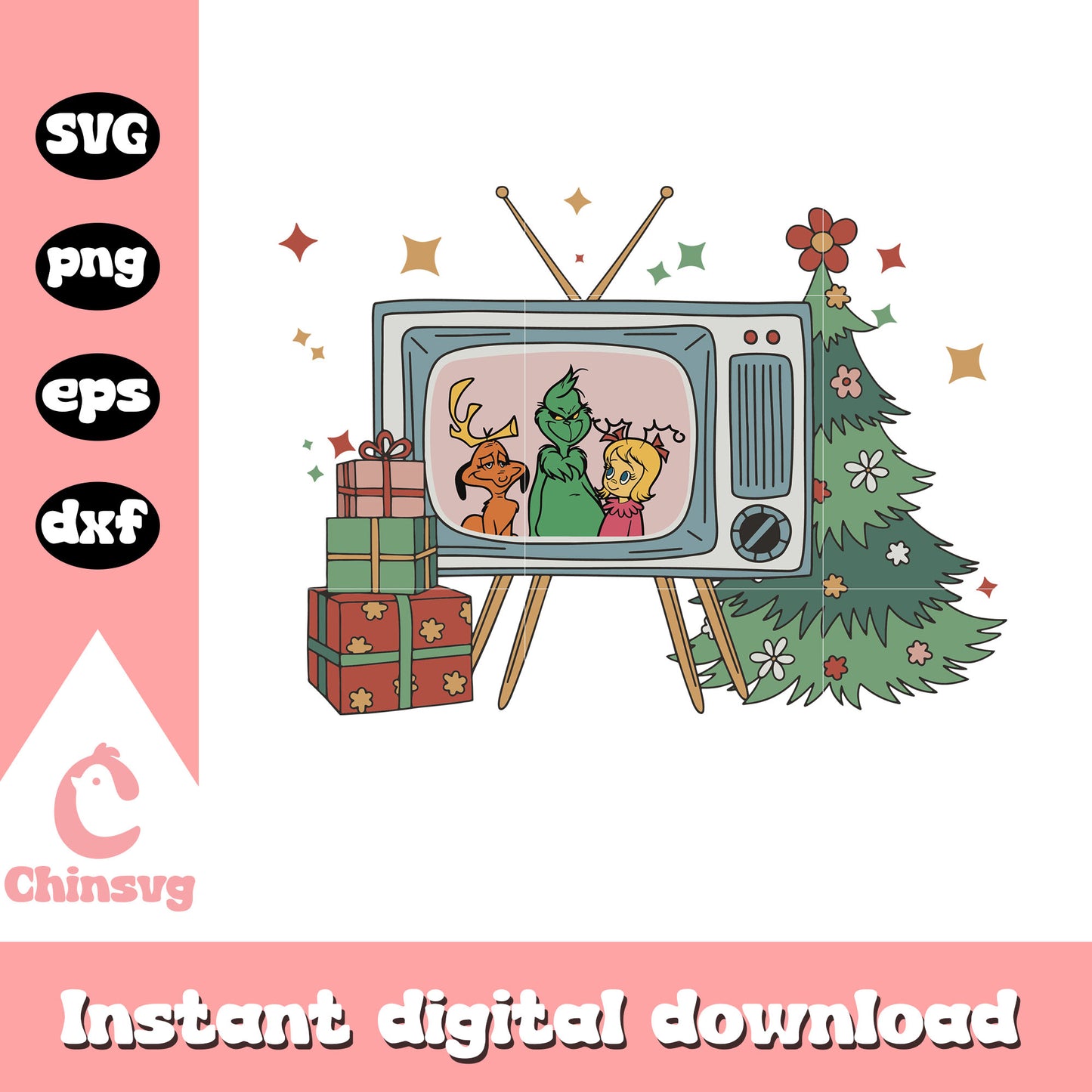 Grinch christmas movie and chill svg, grinch television svg