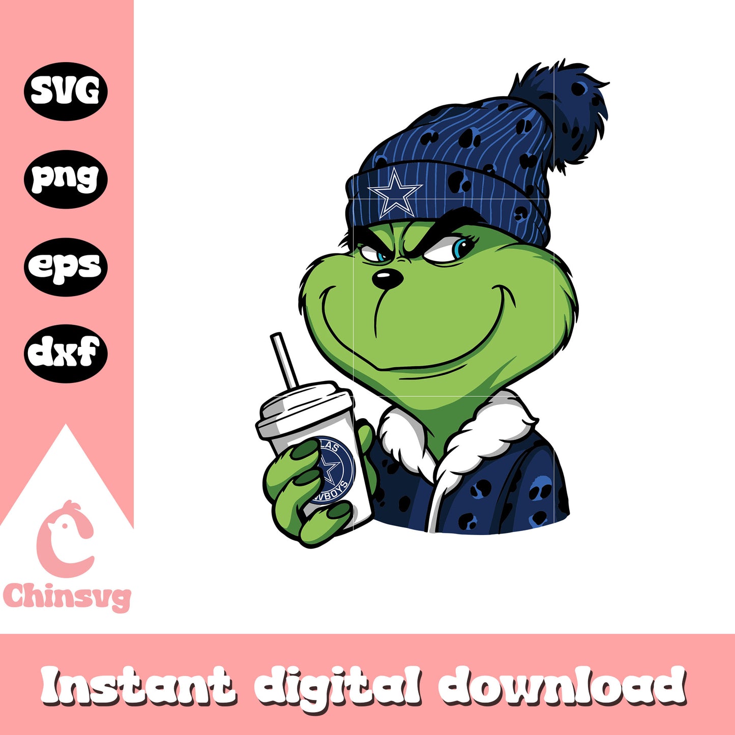 Grinch coffee dallas cowboys svg, grinch dallas cowboys svg