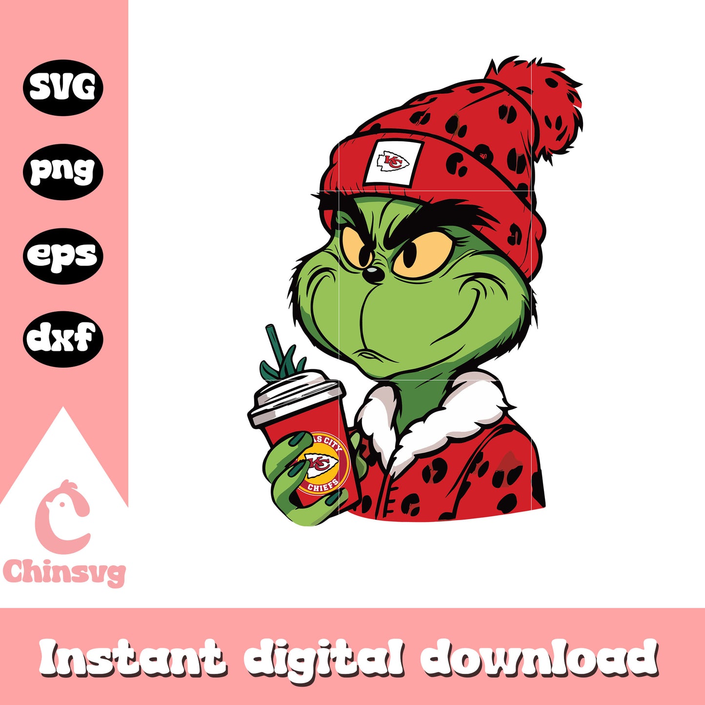 Grinch coffee kansas city chiefs design svg, kansas city chiefs christmas svg